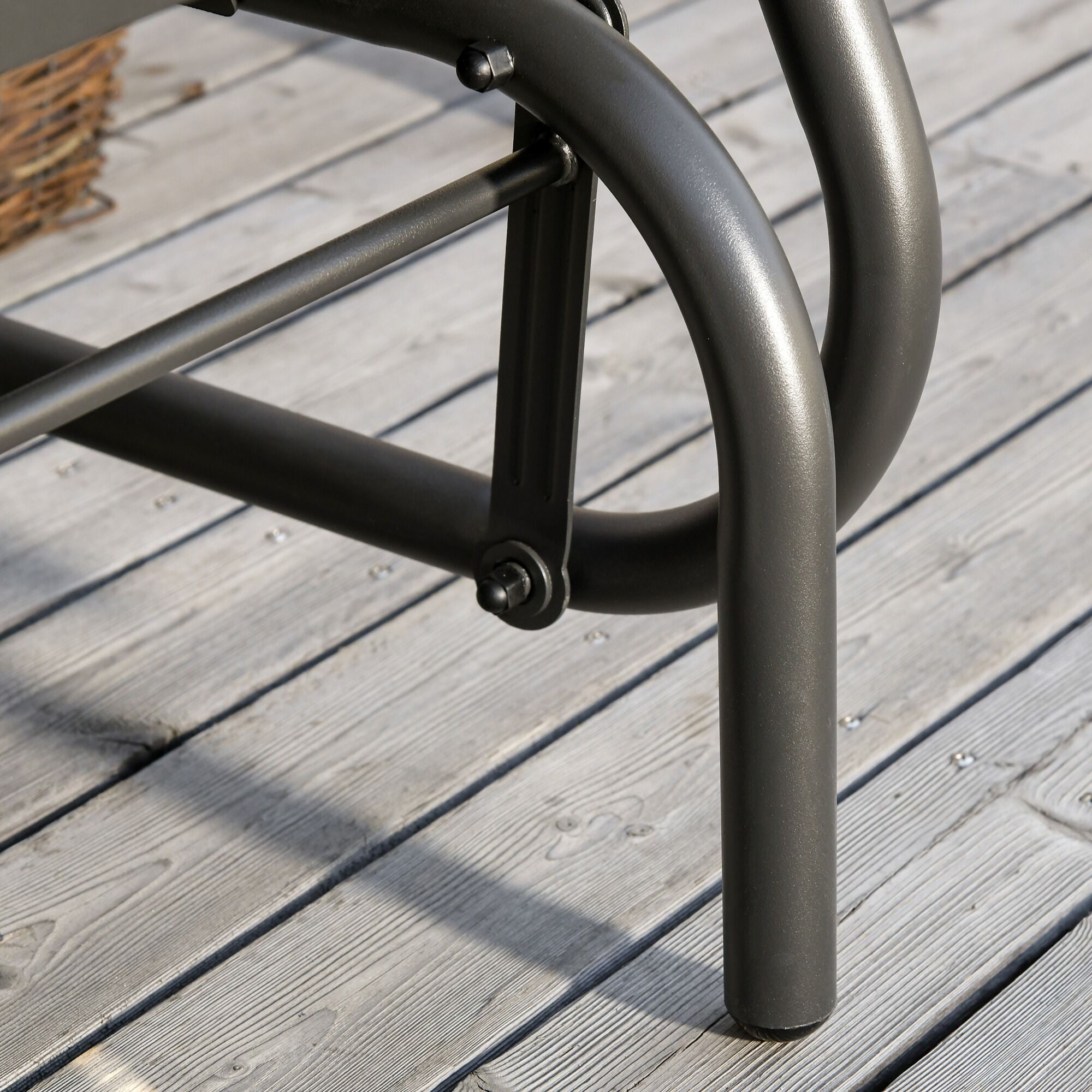 AURAVISTA Porch Glider Chair, Outdoor Metal Rocking Swing with Breathable Mesh Fabric (Black, 29.5 in W x 26 in D x 33.5 in H) hg5au