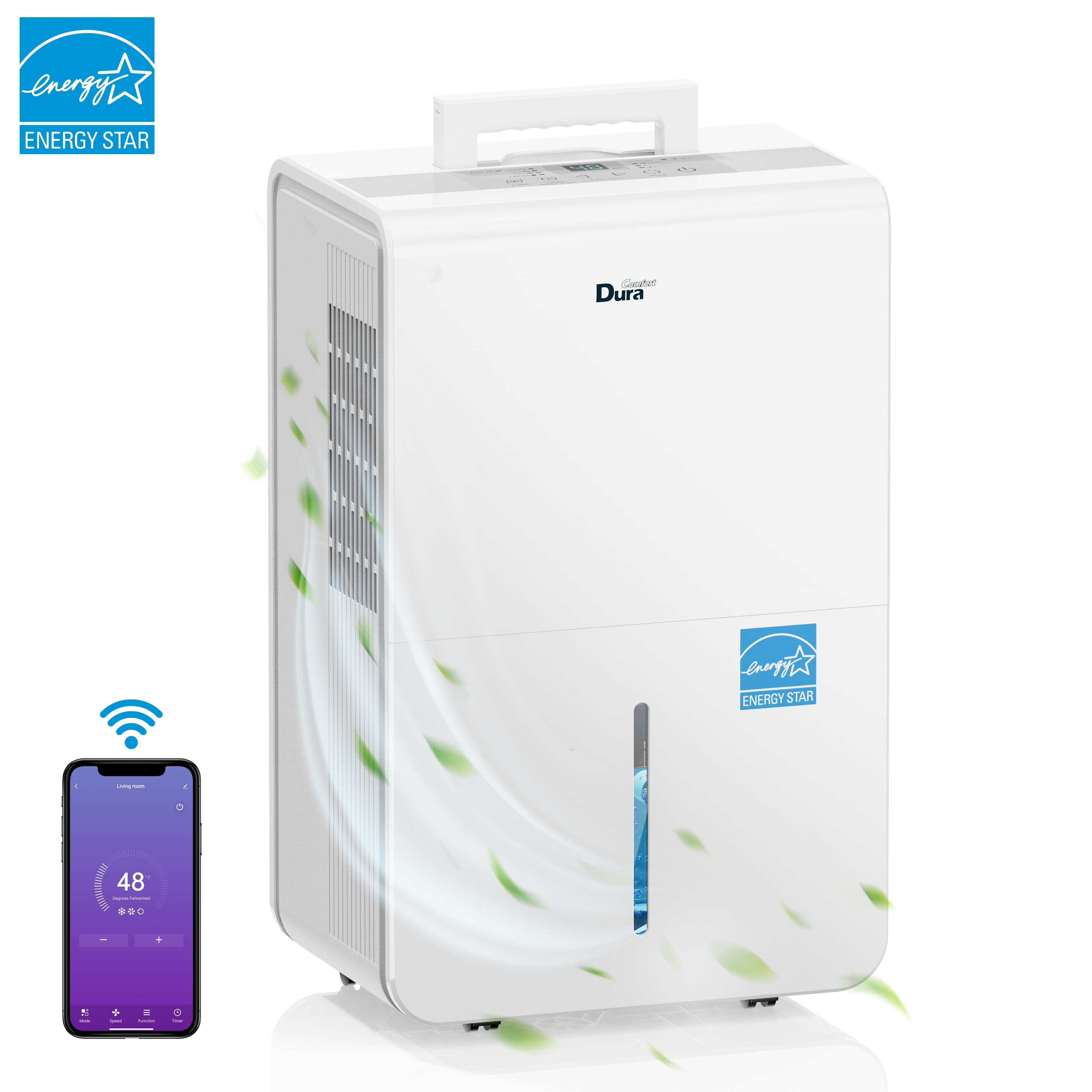 DuraComfort Dehumidifier for Basement and Home with Built-in Pump, WiFi Enabled (50 Pints, 4500 Sq. Ft.) 6xxz6