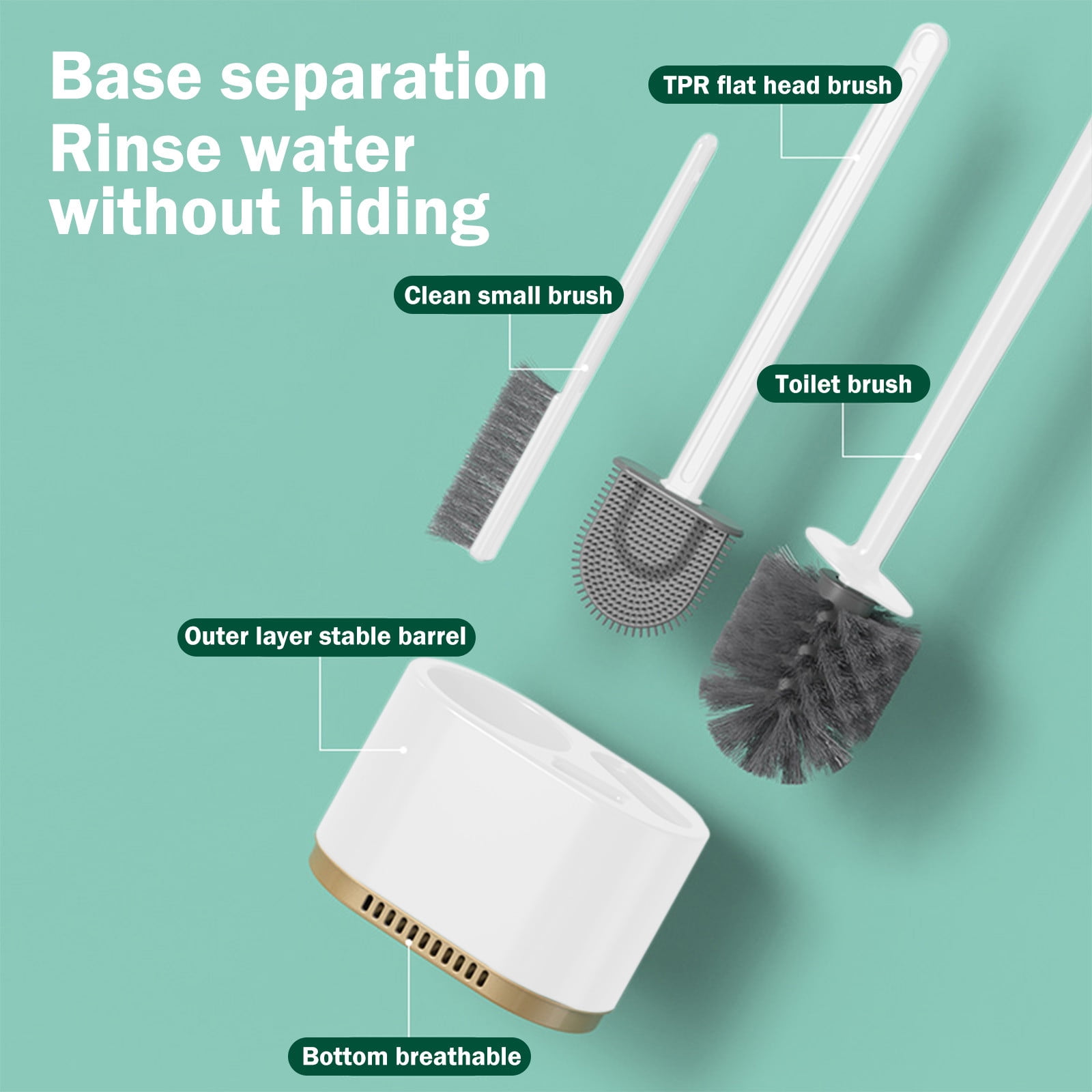 sgcylowq Toilet Plunger and Bowl Brush Combo Set with Caddy (White, 17 in) w7x1z
