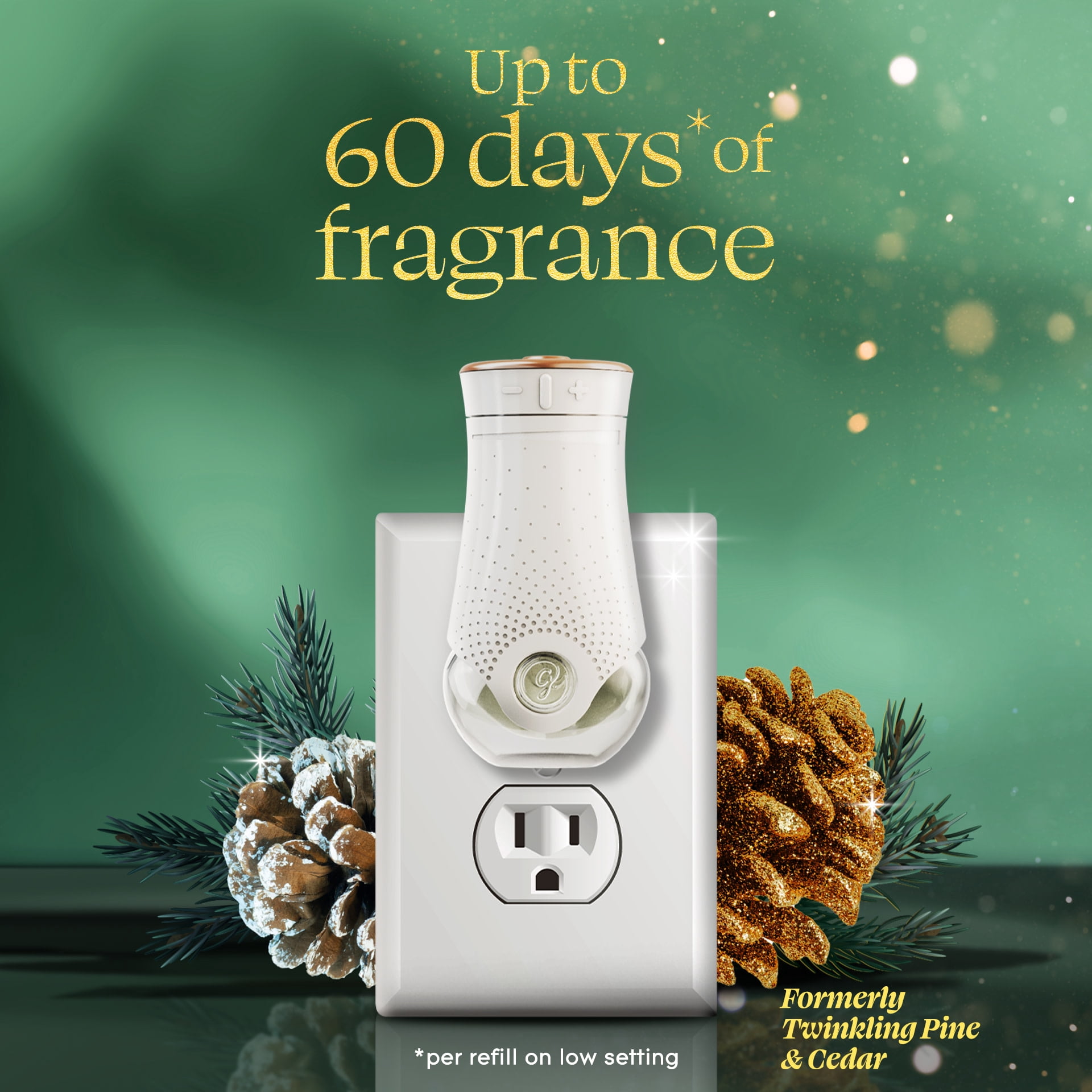 Glade PlugIns Air Freshener Refills, Twinkling Pine & Cedar, Long-Lasting Scent (5 Count, 3.35 oz) z8dts