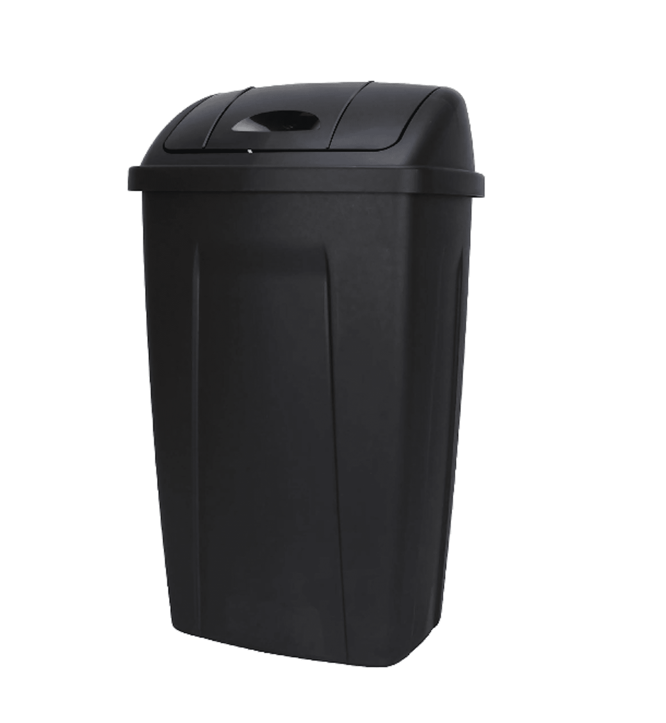Mainstays Kitchen Trash Bin with Swing Top Lid (Black, 13 Gallon) 9zobs