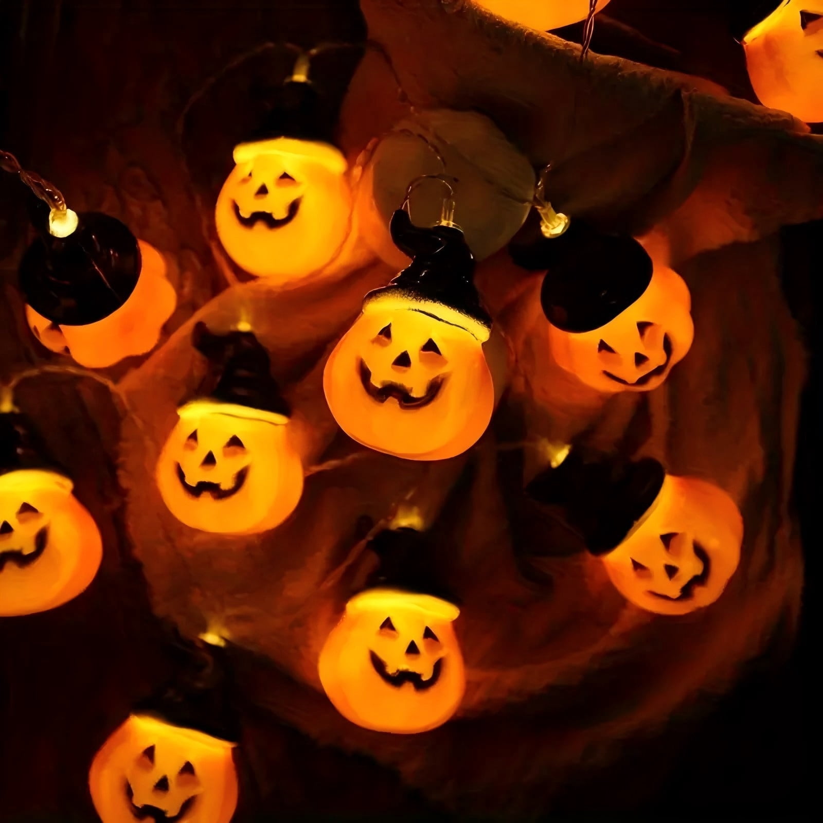 PMMIPNW Halloween Pumpkin String Lights with Wizard Hats (Orange, 10 ft) ylg18