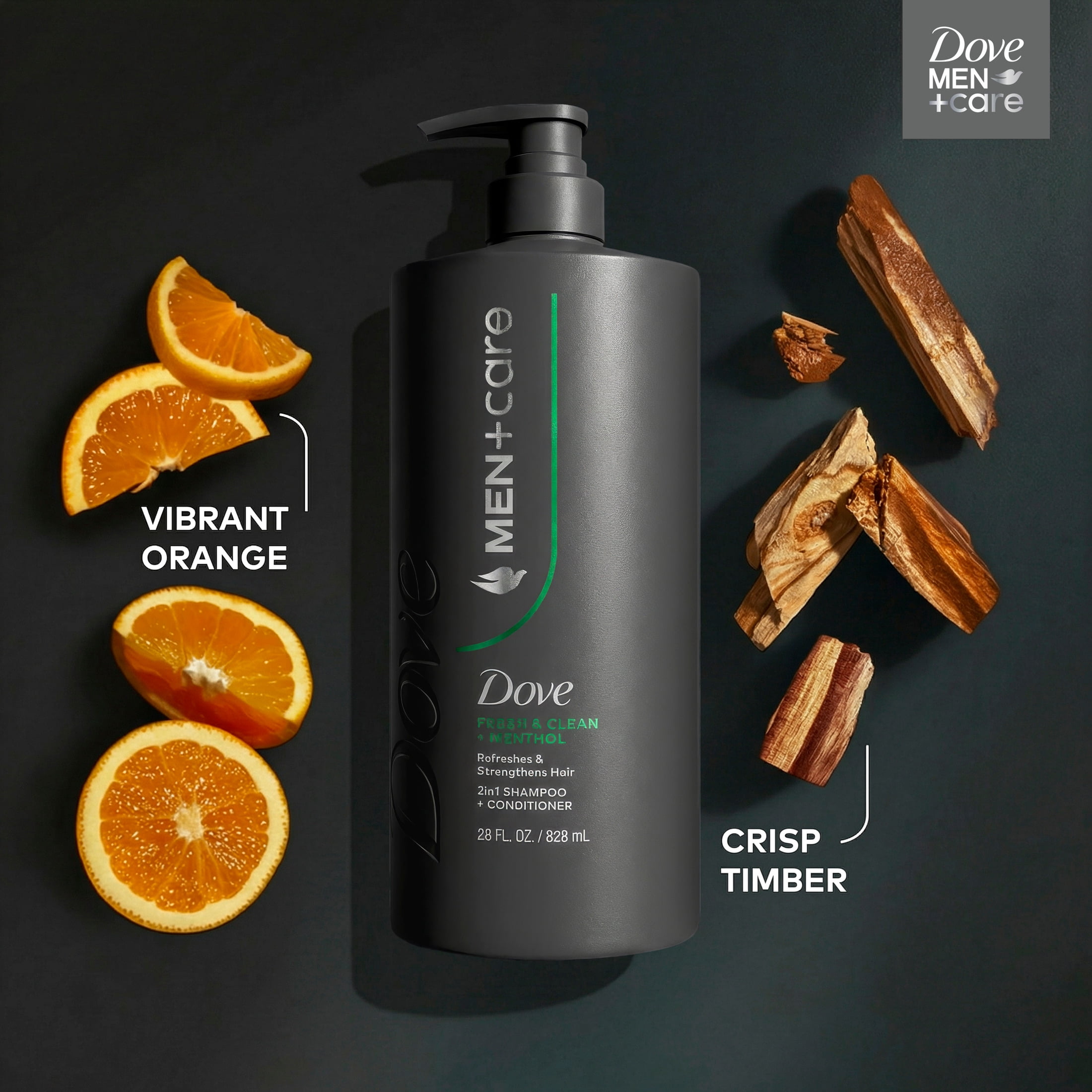 Dove Men+Care 2-in-1 Shampoo and Conditioner, Refreshing and Strengthening Formula for All Hair Types (Fresh + Clean, 28 fl oz) wavo5
