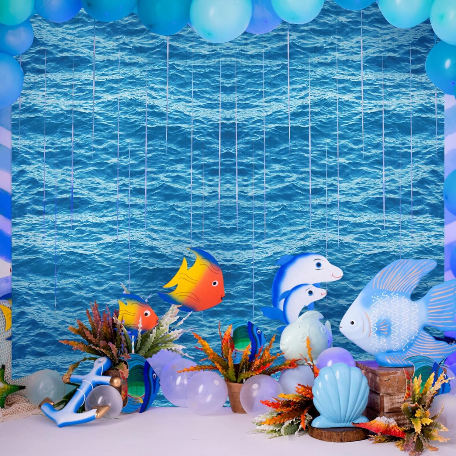 Generic Under The Sea Party Decorations Foil Fringe Curtains Backdrop (Blue, 3.3 ft x 6.6 ft, 2 Pack) ibljr