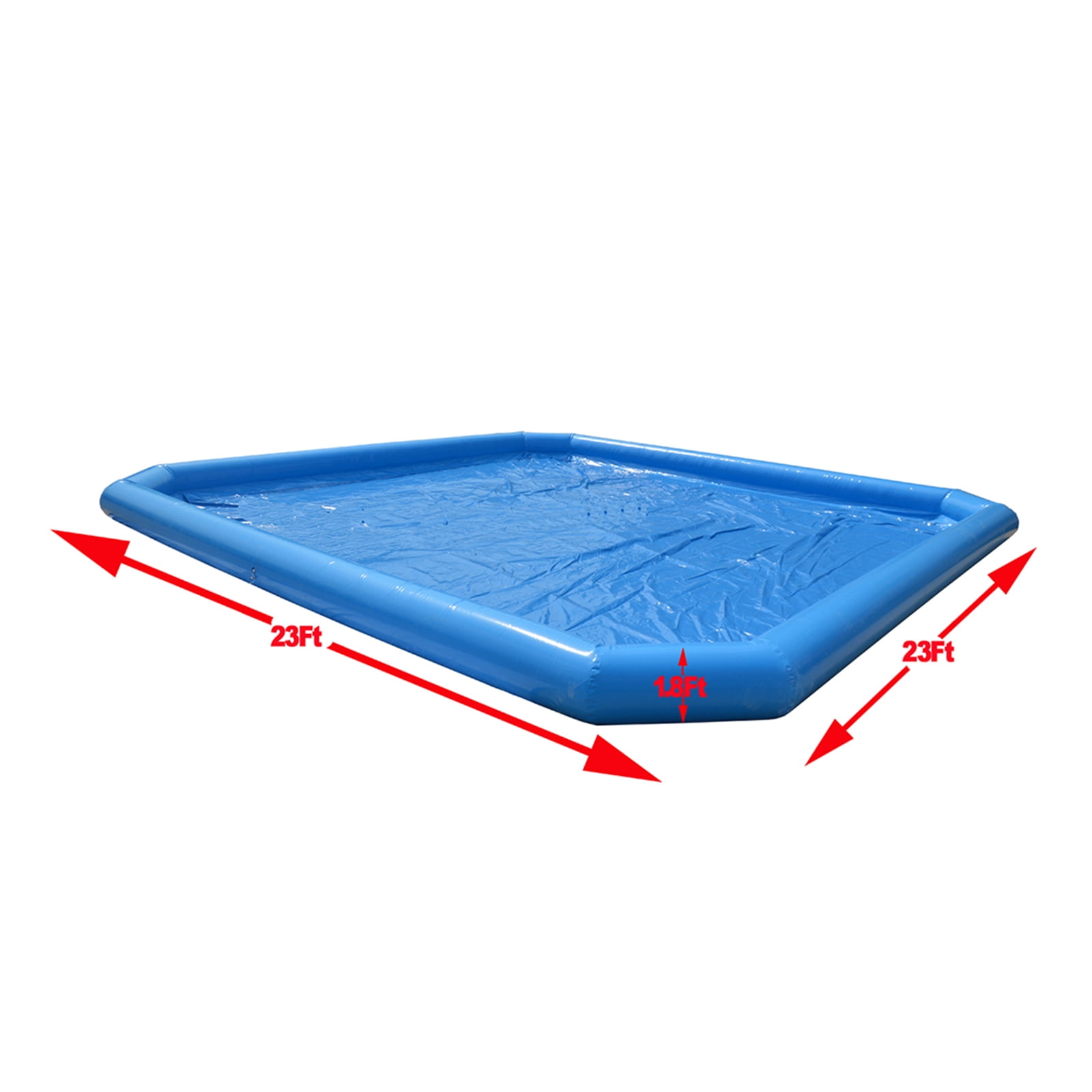 Intbuying Large Inflatable Square Swimming Pool with 110V Blower (Blue, 23x23x1.8 ft) is70y