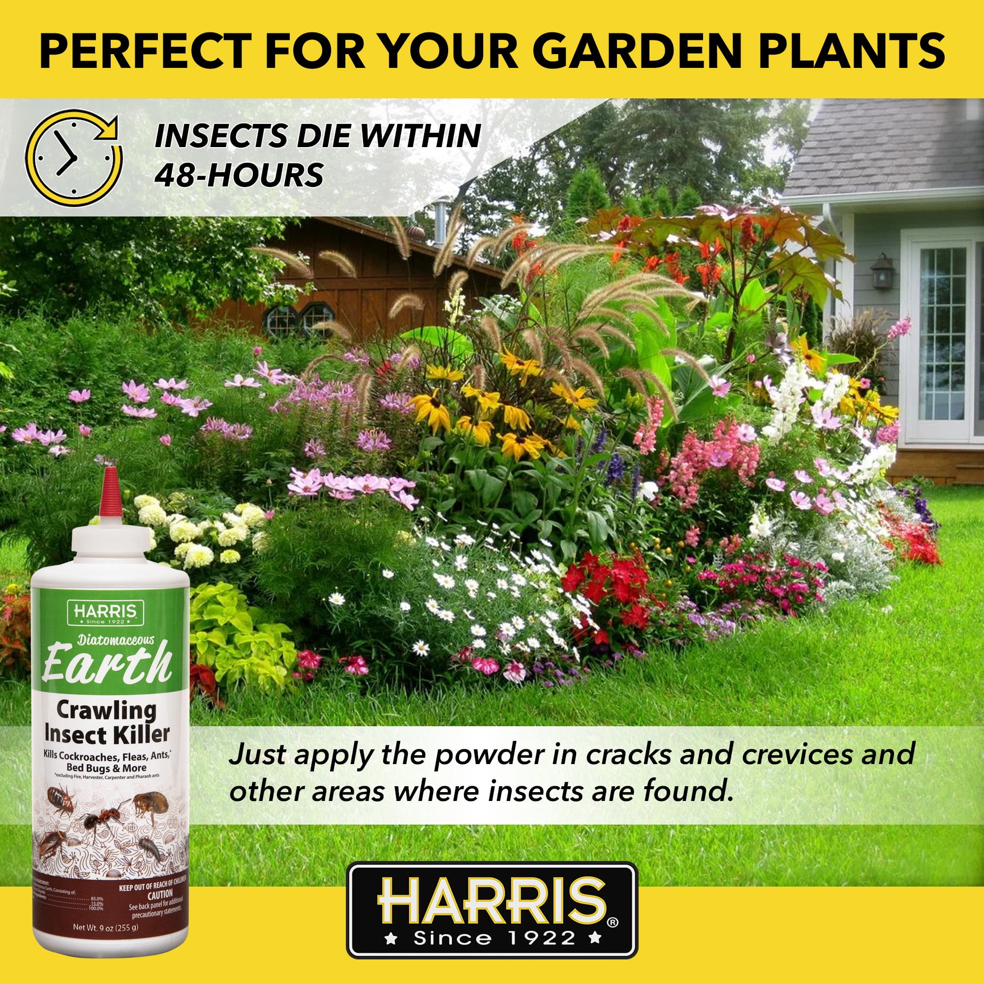 Harris Diatomaceous Earth Crawling Insect Killer Powder (Natural Pest Control, 9 oz) dmorw