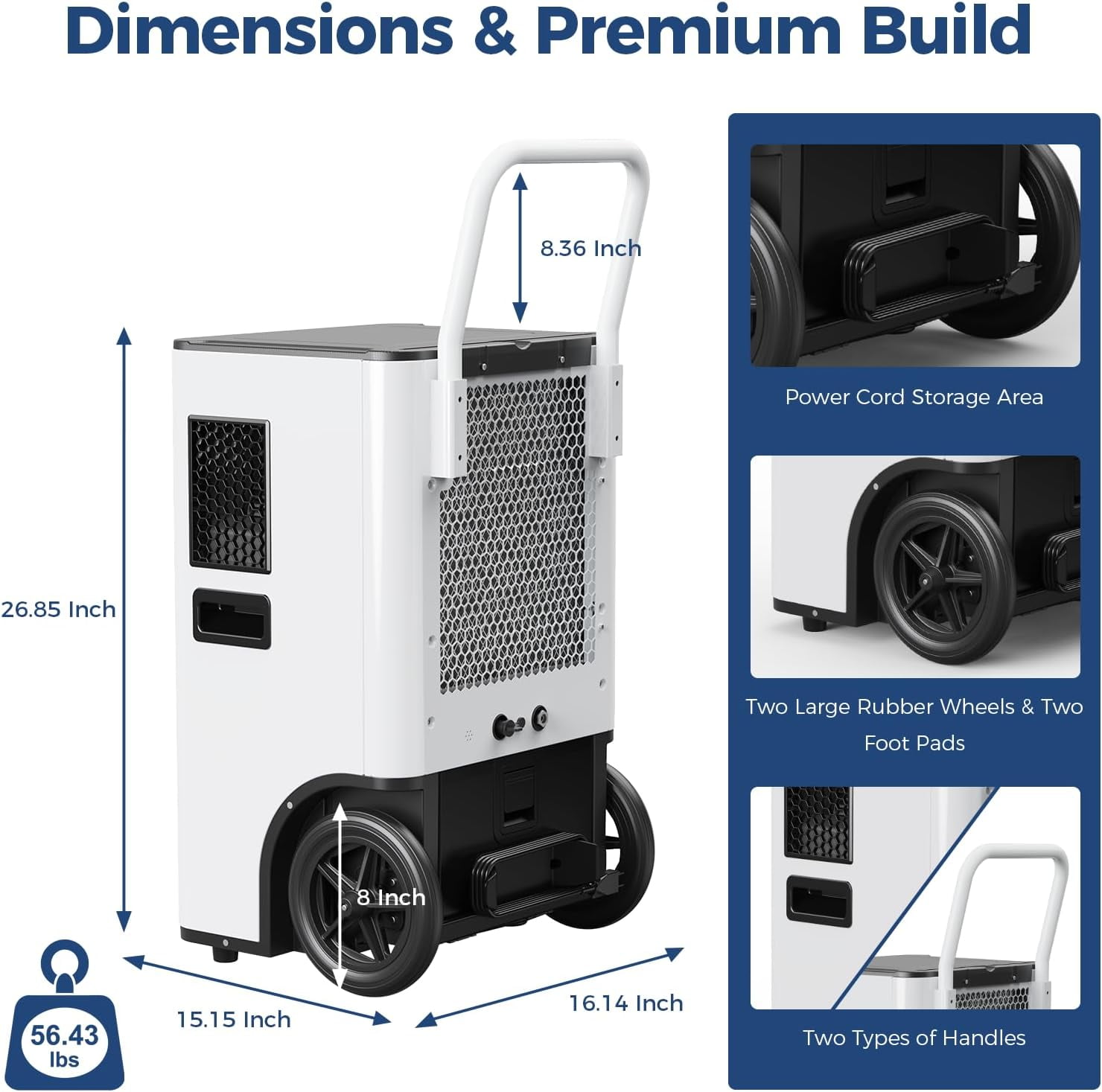 AlorAir 110PPD Commercial Dehumidifier with Pump and Drain Hose (White, 1300 Sq. Ft.) g4weg