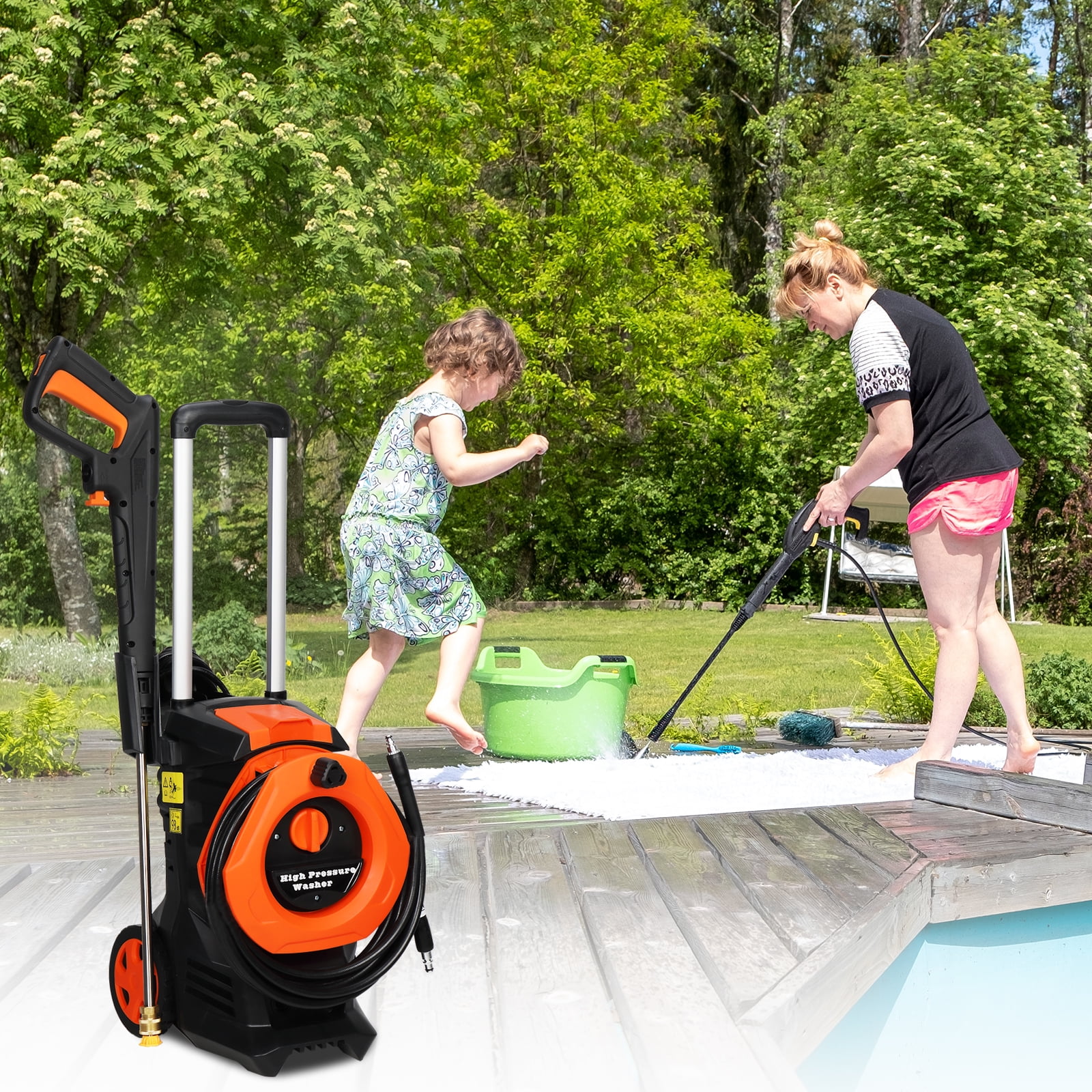 Ktaxon Electric Pressure Washer 5200 PSI 3.5 GPM Portable Power Cleaner with 4 Quick Connect Nozzles & Foam Cannon (Black, 1800W) py543