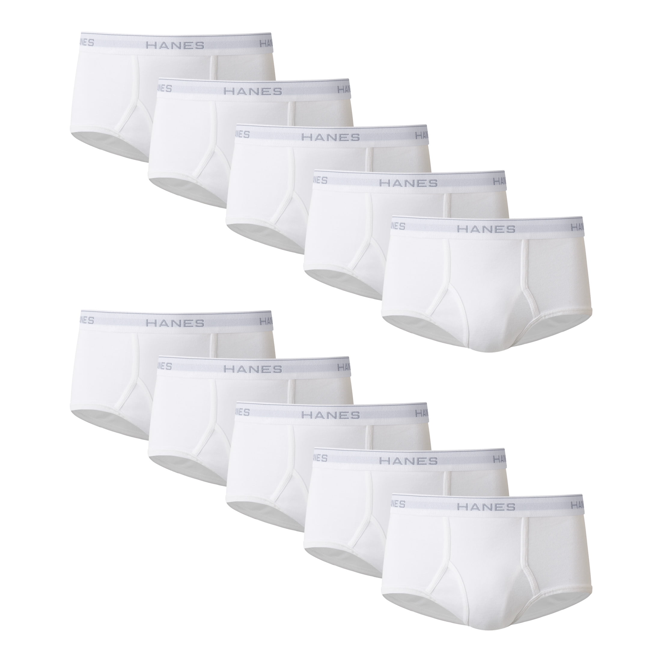 Hanes Men's Cotton Briefs Moisture-Wicking Underwear (White, 10-Pack) o2lze
