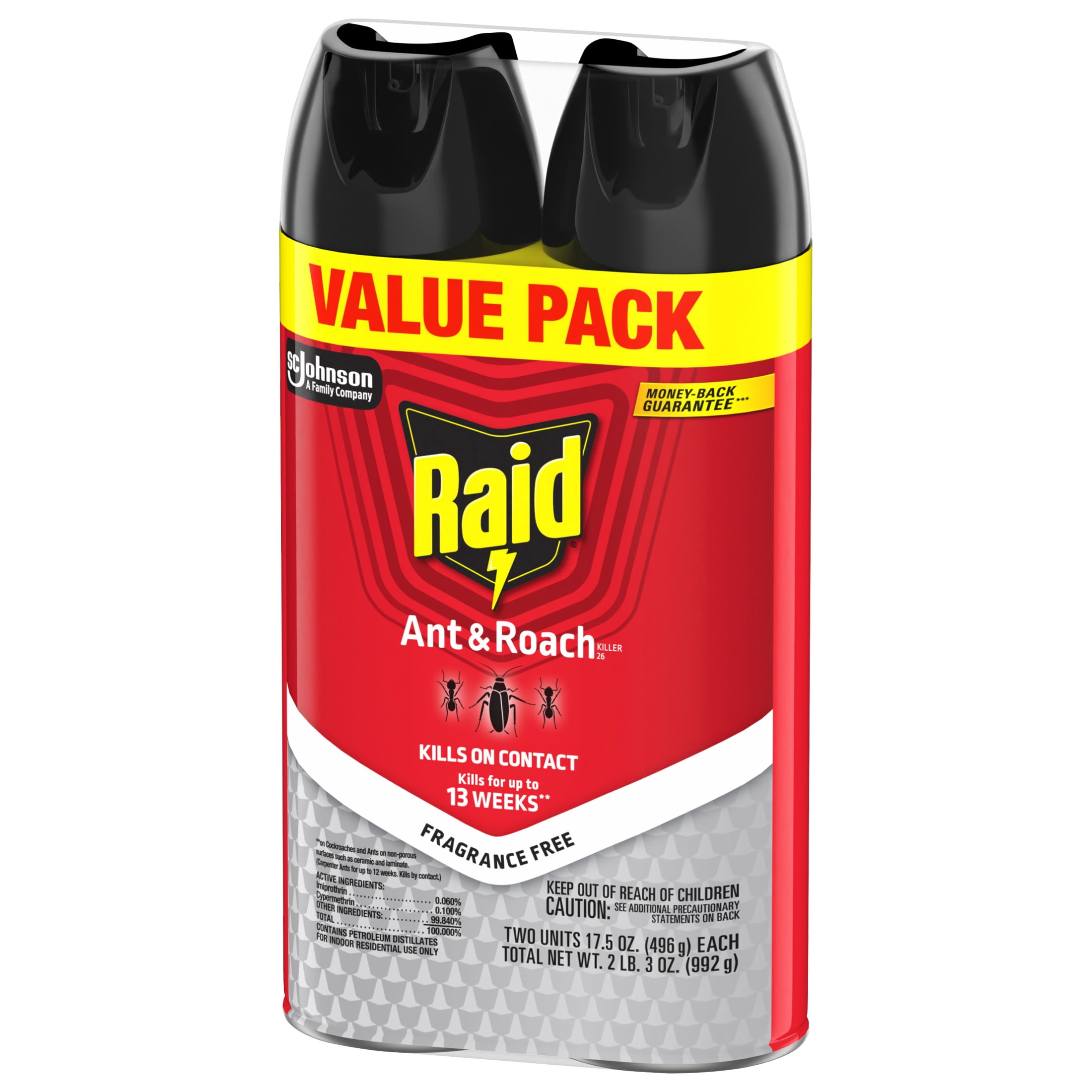 Raid Ant & Roach Killer Indoor Insecticide Spray (Fragrance Free, 35 oz, 2 Pack) jzlme