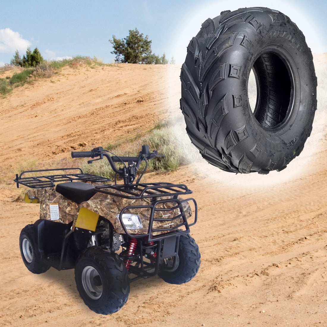 AlveyTech 145/70-6 V-Tread Off-Road Tire for Mini Bikes and Go-Karts (145/70-6) 9qxei