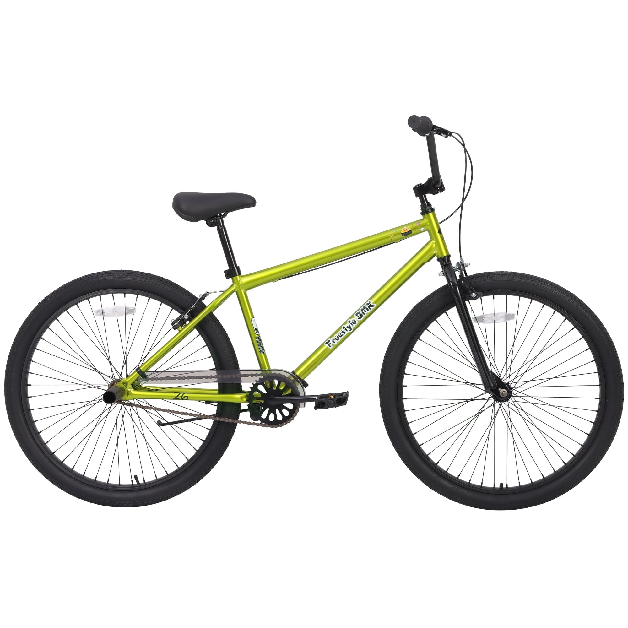 Ecarpat 26 Inch Freestyle Mountain Bike, Single Speed Kids Bicycle with Double Disc Brakes (Green, 26 in) tw87d