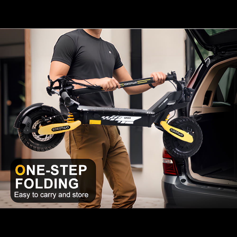 EOEOTWO Off-Road Electric Scooter for Adults, 1200W Motor, 30 MPH Speed, 25-Mile Range, Foldable Commuter Scooter (Yellow, 330 lb Capacity) sb4g6
