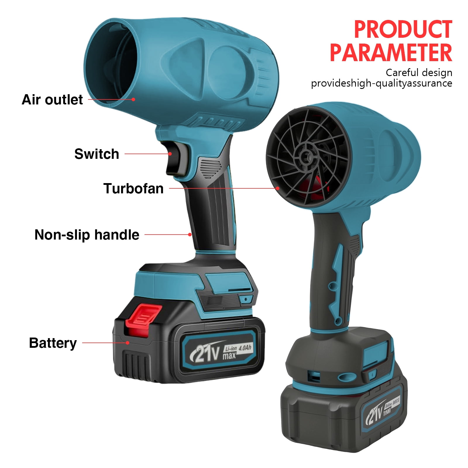 CATGOOD Cordless Turbo Leaf Blower, 130,000 RPM High-Velocity Handheld Air Blower for Lawn Care & Debris Removal (Blue, 21V) w5r3u