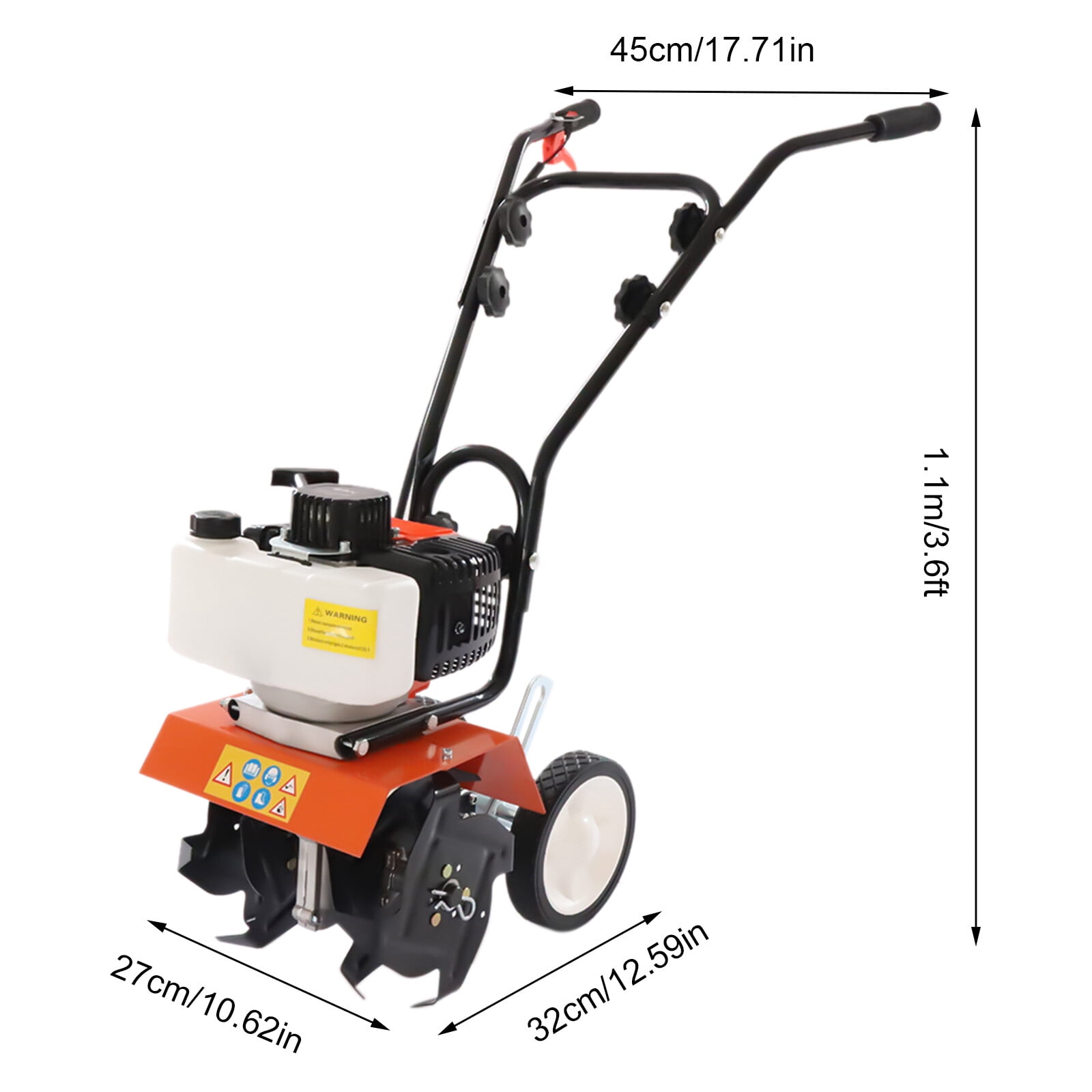 Generic 43CC 2-Stroke Gas Powered Garden Cultivator, Heavy-Duty Soil Tiller with Adjustable Wheels and Mud Flap (28.66 lb) qx6vk
