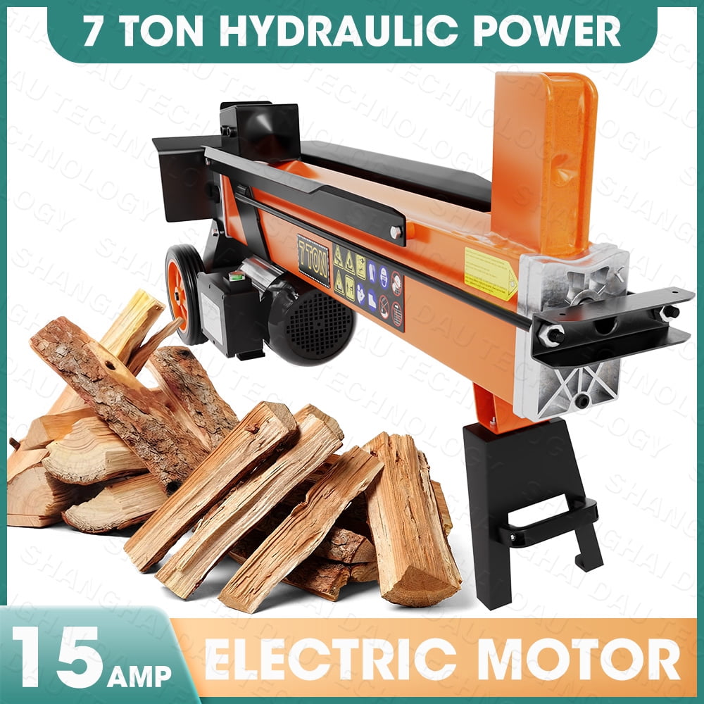 Generic 7 Ton Electric Log Splitter, 15Amp Hydraulic Wood Splitter, Heavy-Duty Horizontal Firewood Processor (Orange, 21.2 in) 649ua