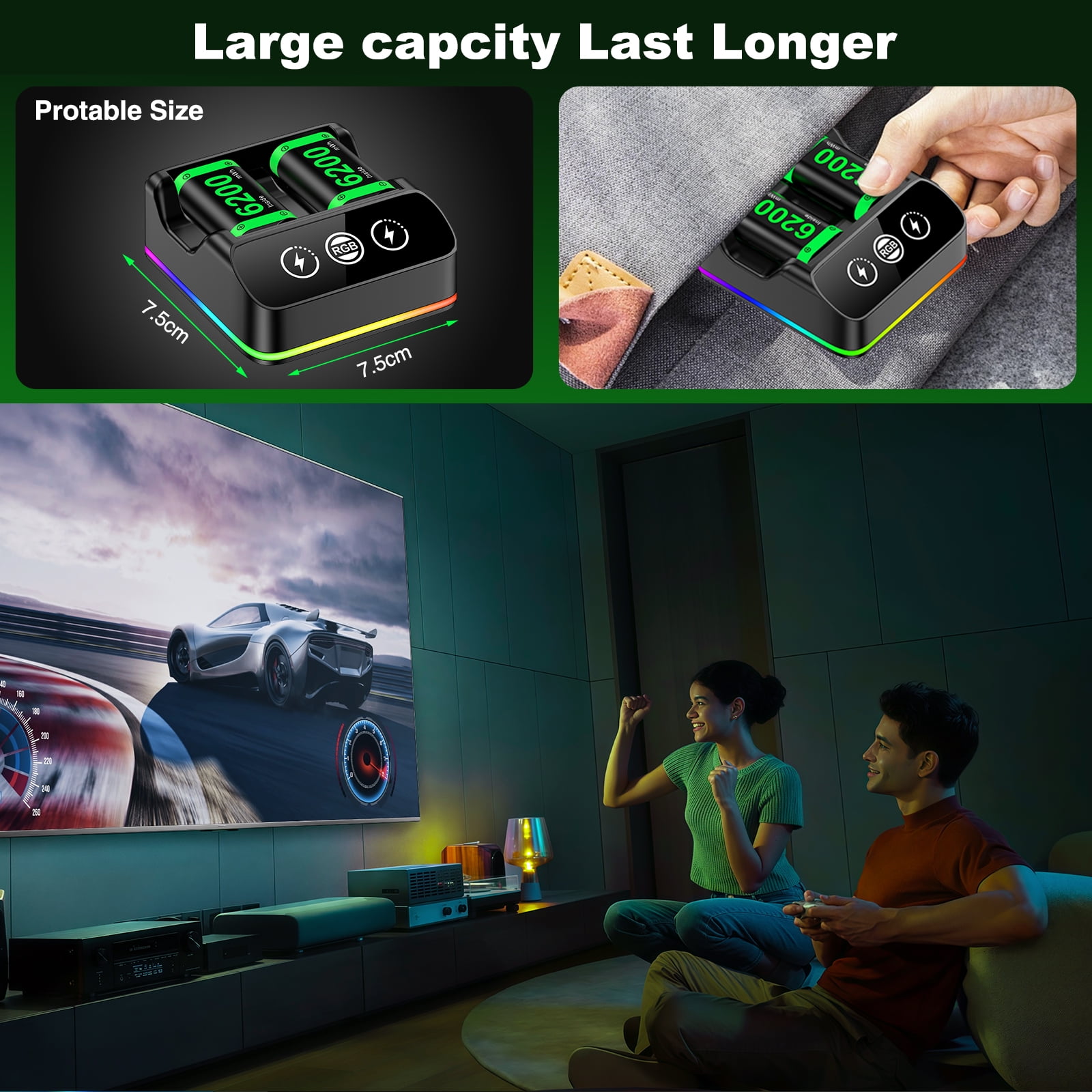 Esywen Rechargeable Battery Pack for Xbox Series X/S/One/Elite with Dual Charging Station (Black, 2 Pack) 3kkx6
