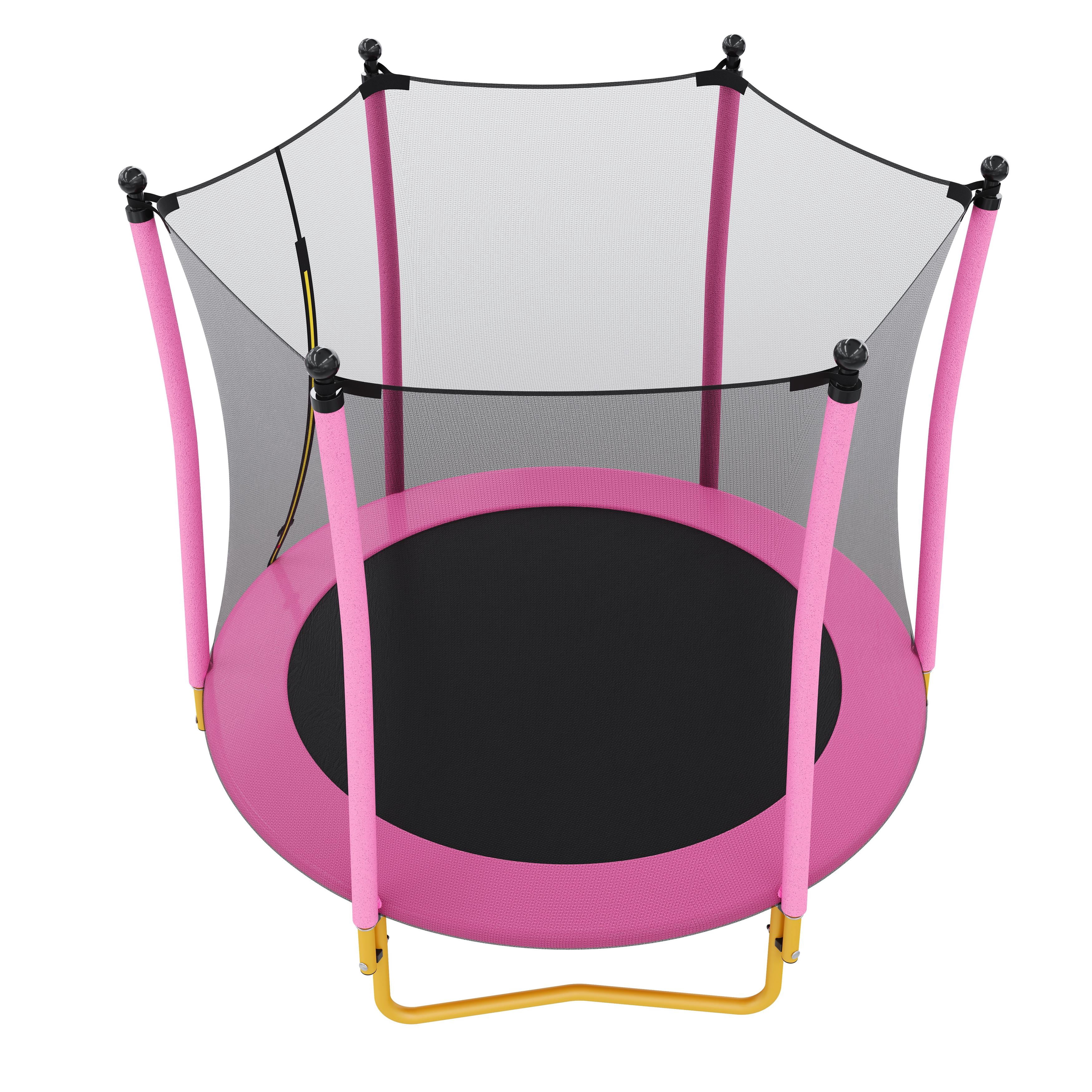Segmart Kids Trampoline with Safety Enclosure Net and Padded Frame (Pink, 65 in) ex5fj