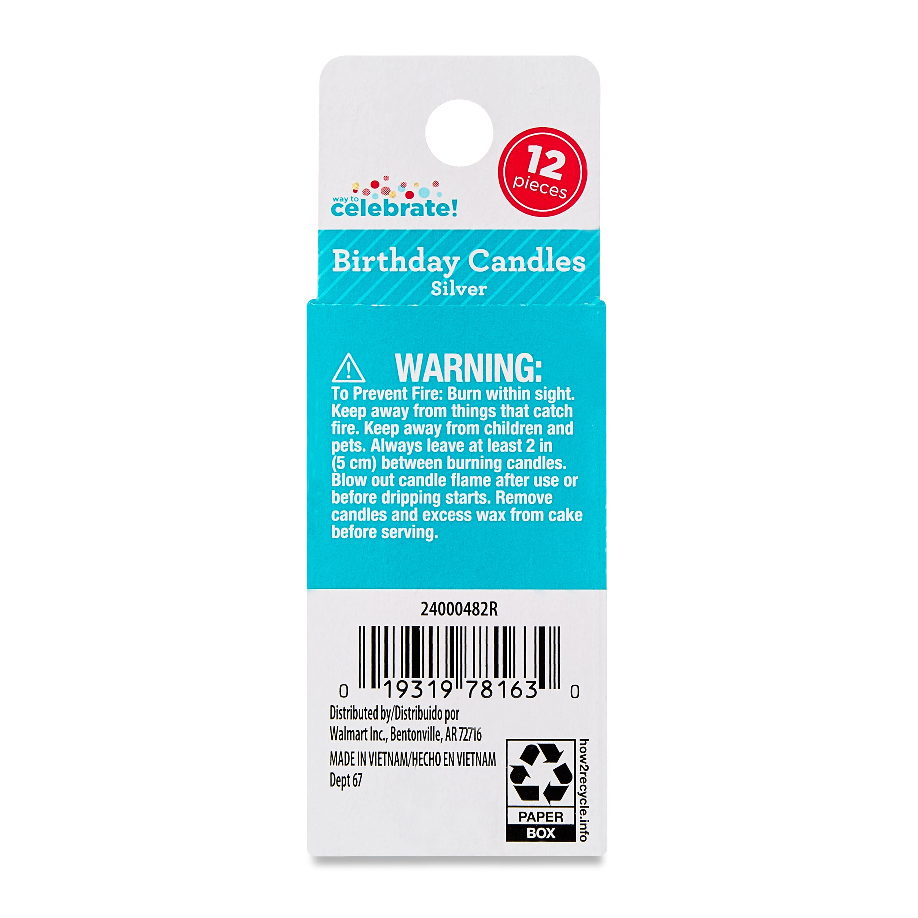 Way To Celebrate Metallic Birthday Candles (Silver, 12 Count) co7zk - Image 4