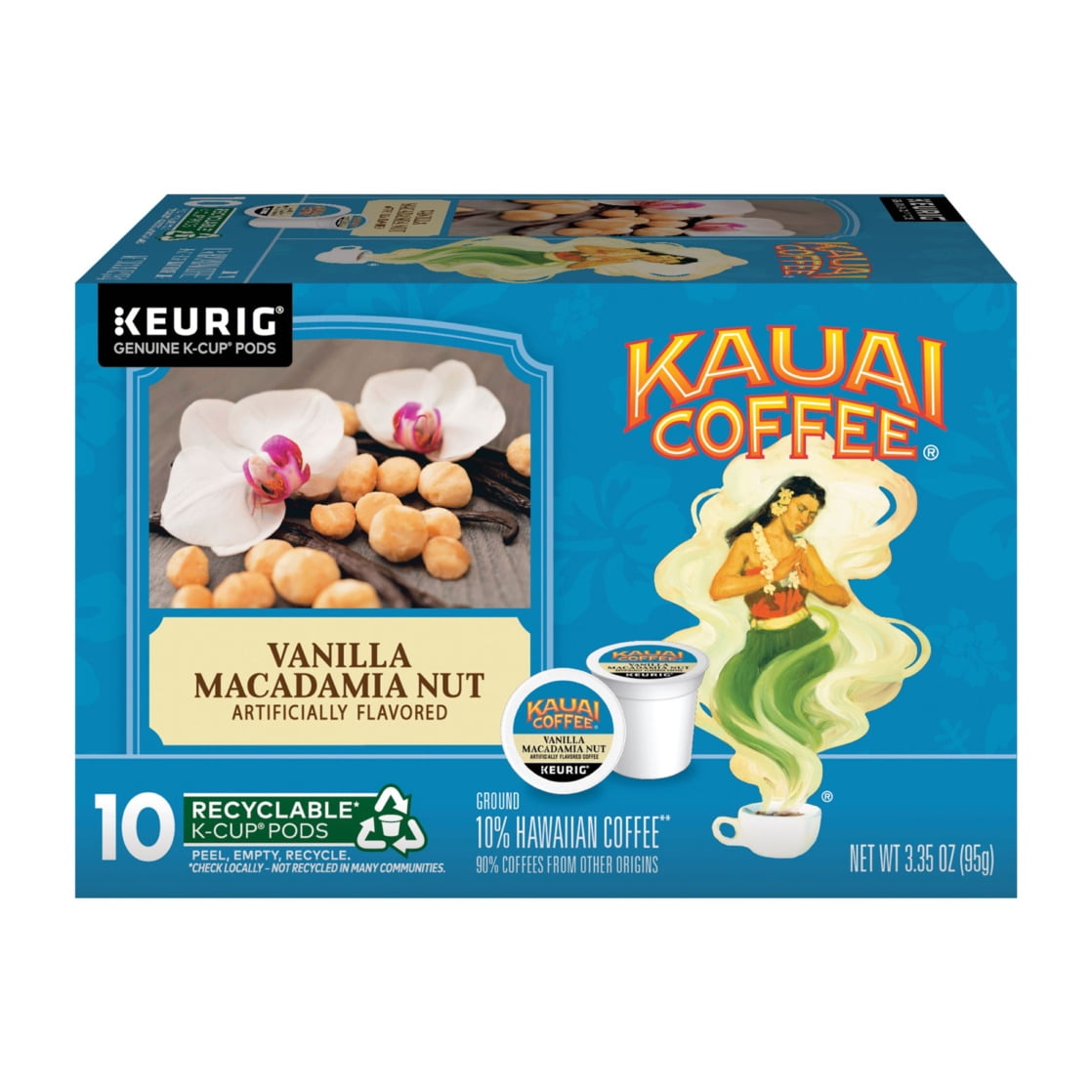 Kauai Coffee Vanilla Macadamia Nut Medium Roast Arabica Coffee, Keurig K-Cup Pods (10 Count) gp4ua