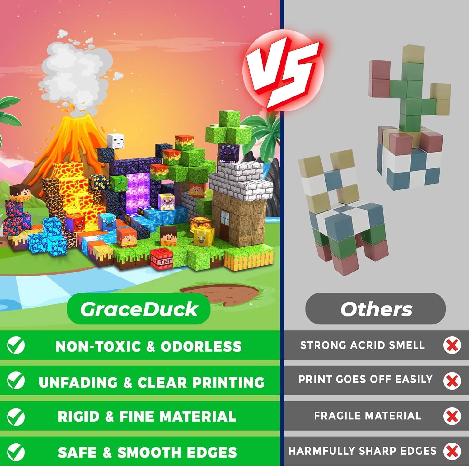 Annexfun Magnetic Building Blocks Set (Dinosaur Volcano Forest Castle, 300 Pieces) dmytu