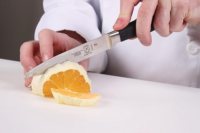 Mercer Culinary Genesis Forged Utility Knife, High-Carbon Steel Blade with Ergonomic Grip (Black, 5 in) ekugo