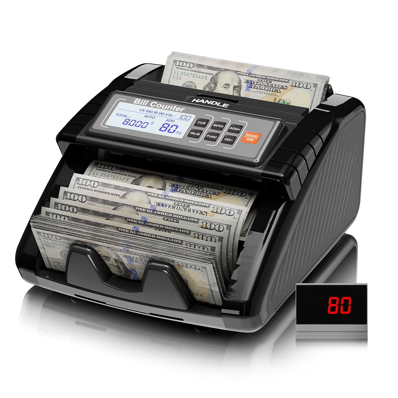 Aneken Money Counter Machine with Counterfeit Detection (Black, 1000 Notes/Min) crt7e