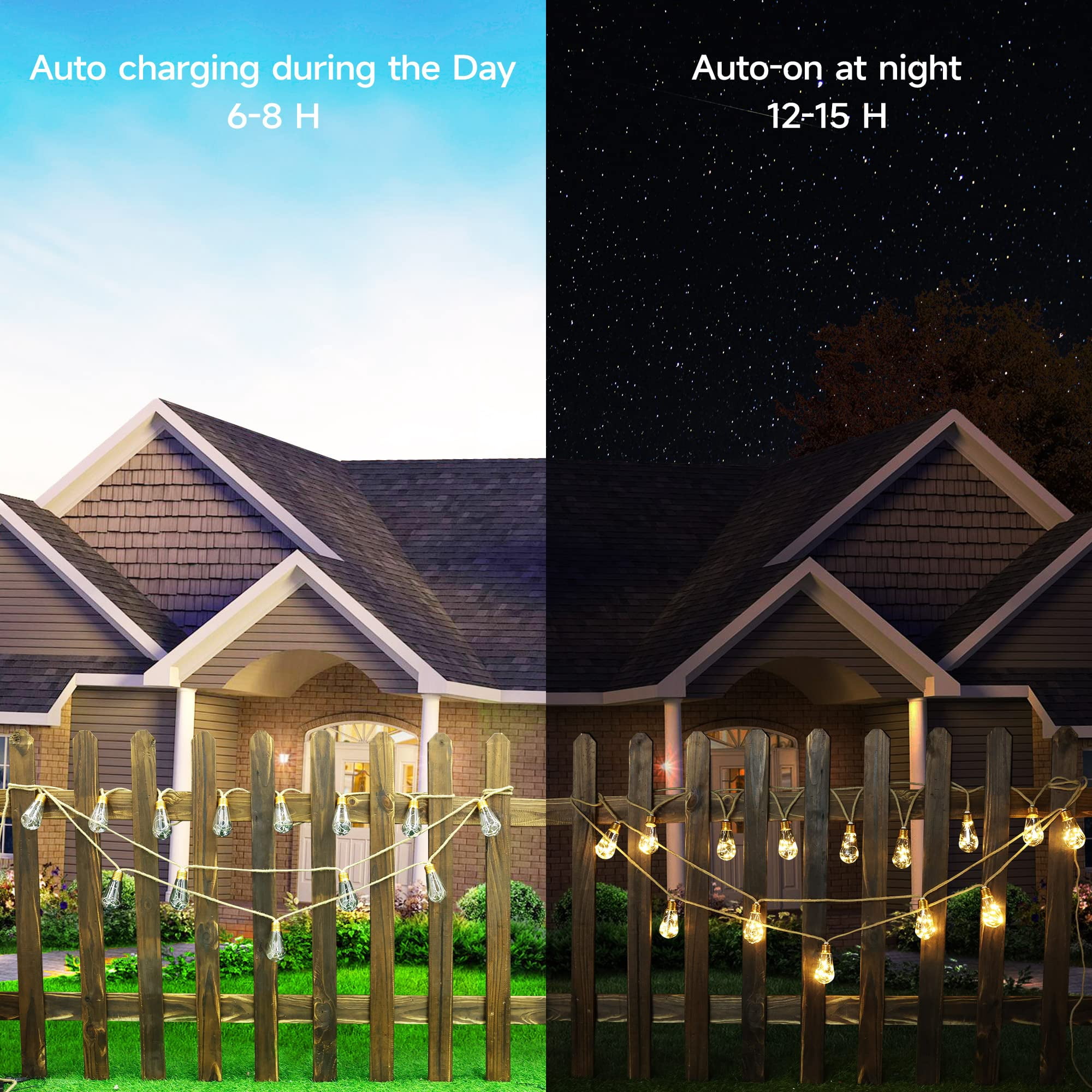 Ceevoo Solar Outdoor String Lights, Vintage Hemp Rope Patio Lighting, Waterproof Warm White LED Decor (20 ft, 16 Bulbs) b1nf5