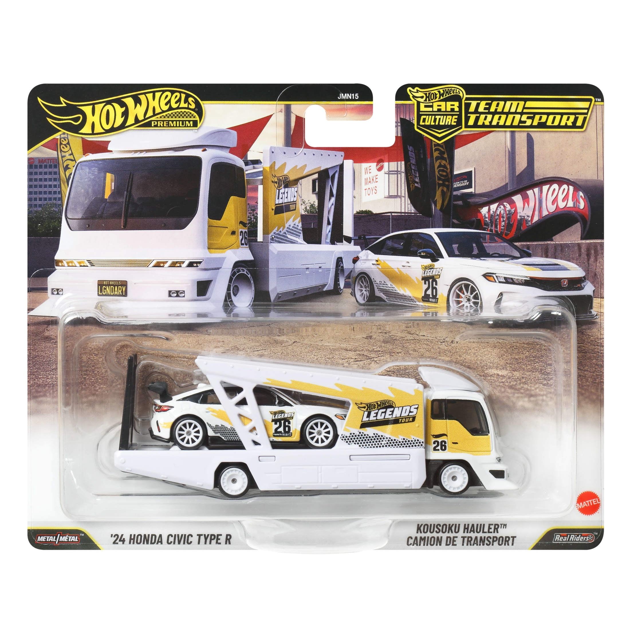 Hot Wheels Legends Team Transport Hauler & Honda Civic Type R (2-Pack, 1:64 Scale) lxtyx