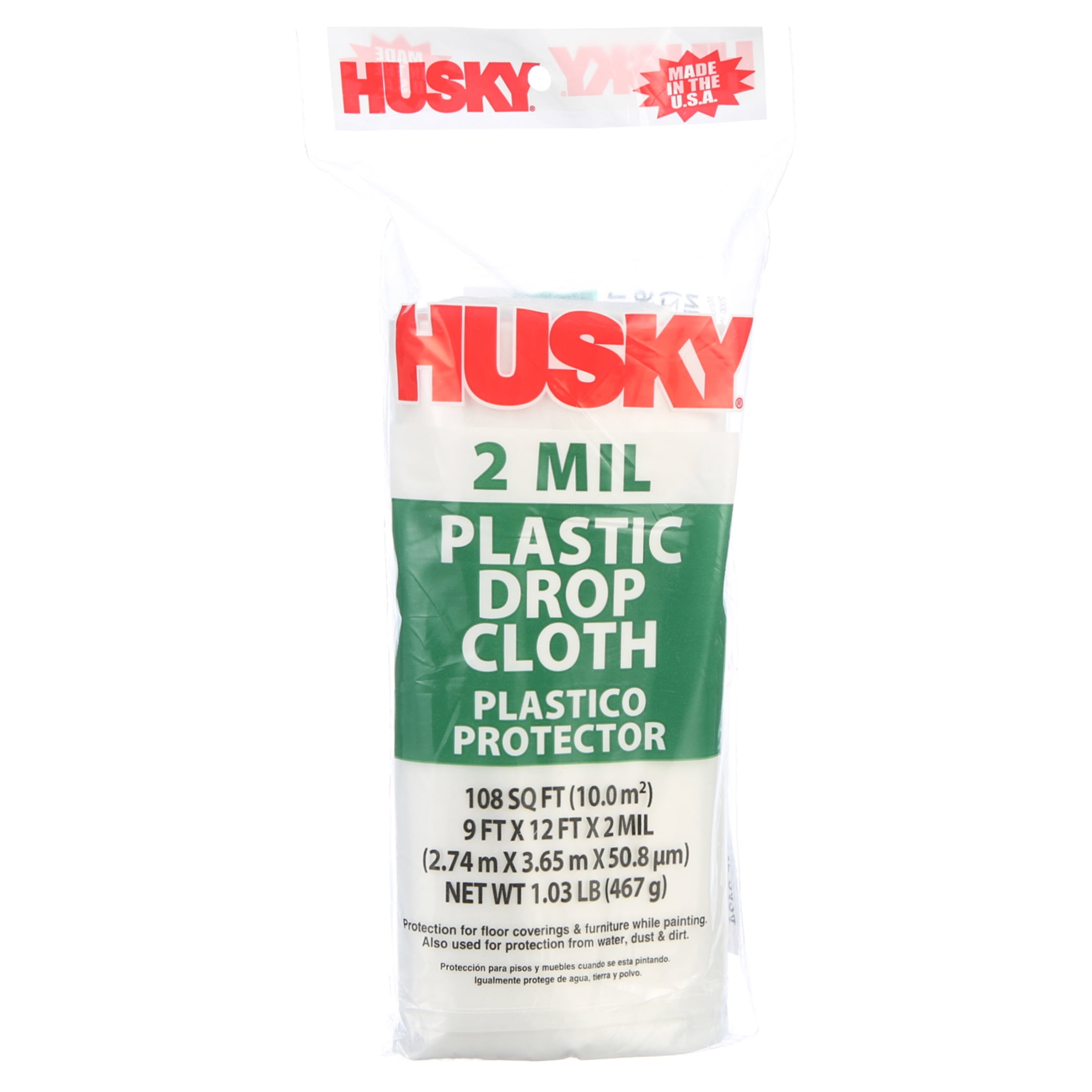 Husky Medium-Duty Plastic Drop Cloth (Clear, 9 ft x 12 ft) mrdib