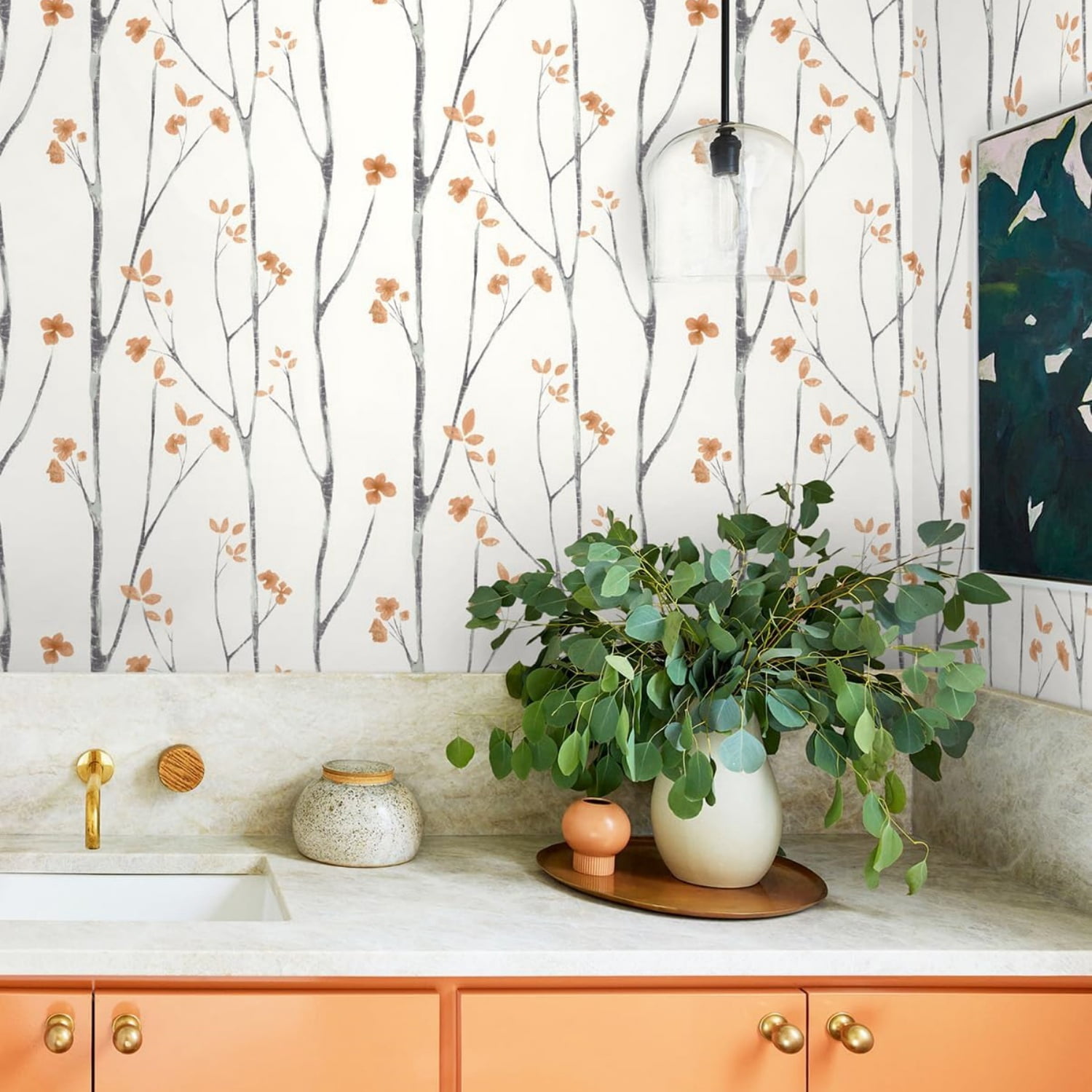 Generic Peel and Stick Wallpaper Self-Adhesive Vinyl Roll for Wall Decor (Orange, 16.14 in x 393.7 in) 4wg91
