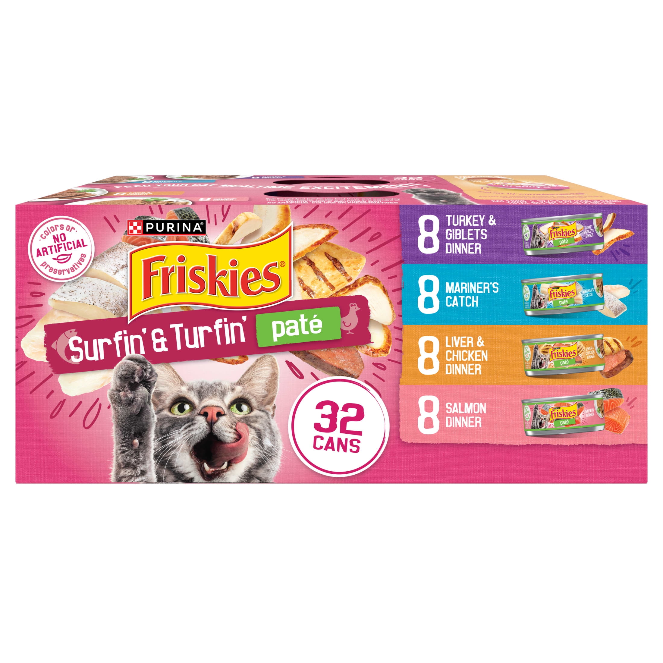 Friskies Pate Wet Cat Food Variety Pack, Surfin' and Turfin' Favorites (Multi-Flavor, 5.5 oz) 8xwsq