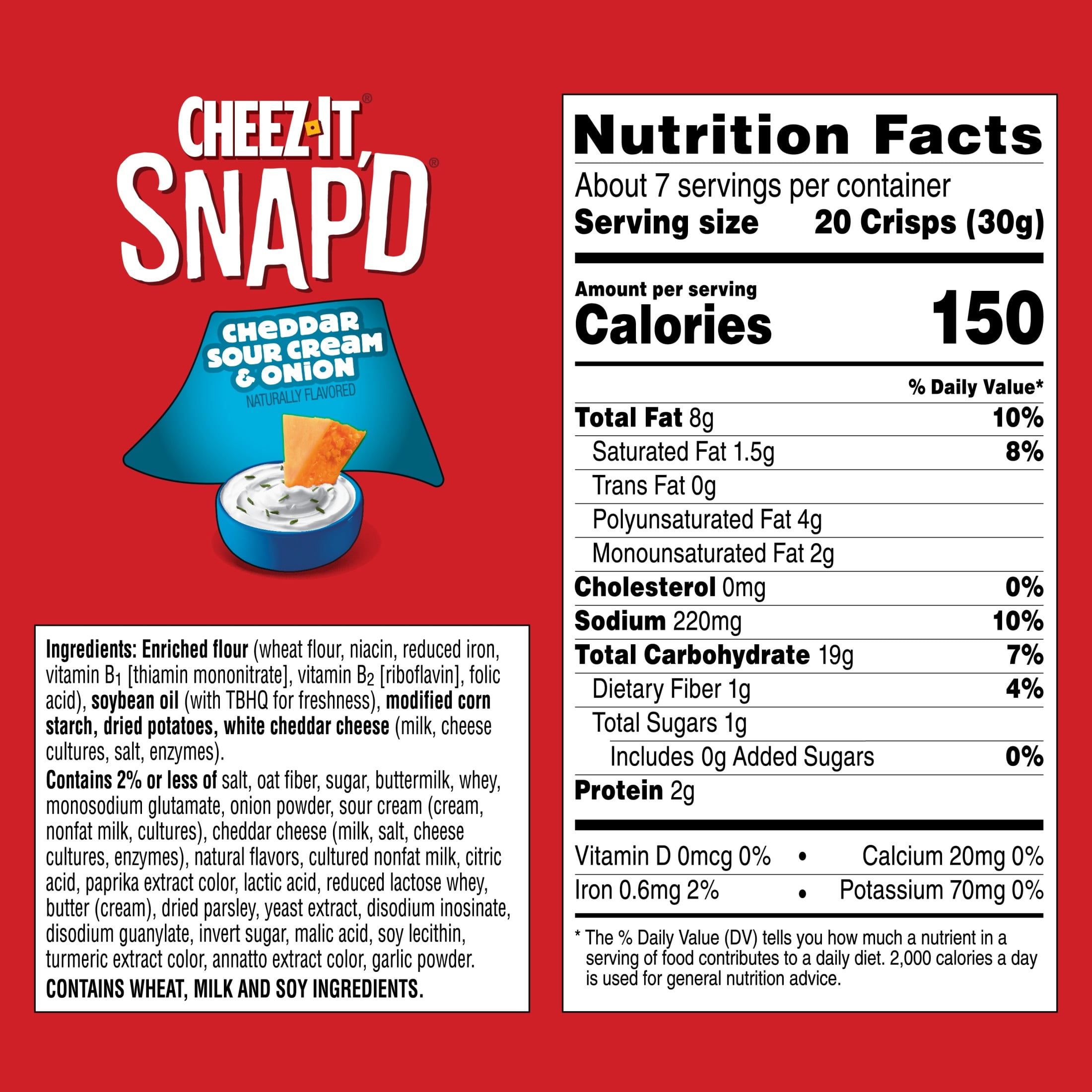 Cheez-It Snap'd Cheddar Sour Cream and Onion Cheesy Baked Chips (7.5 oz) inwt8