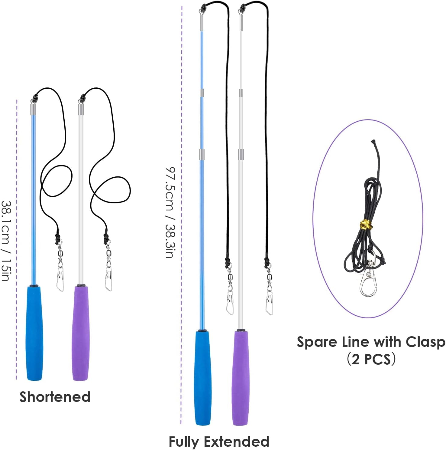 Oziral Interactive Cat Feather Toy Set, Retractable Wand with Assorted Teaser Refills (18 Pack) 8abd3