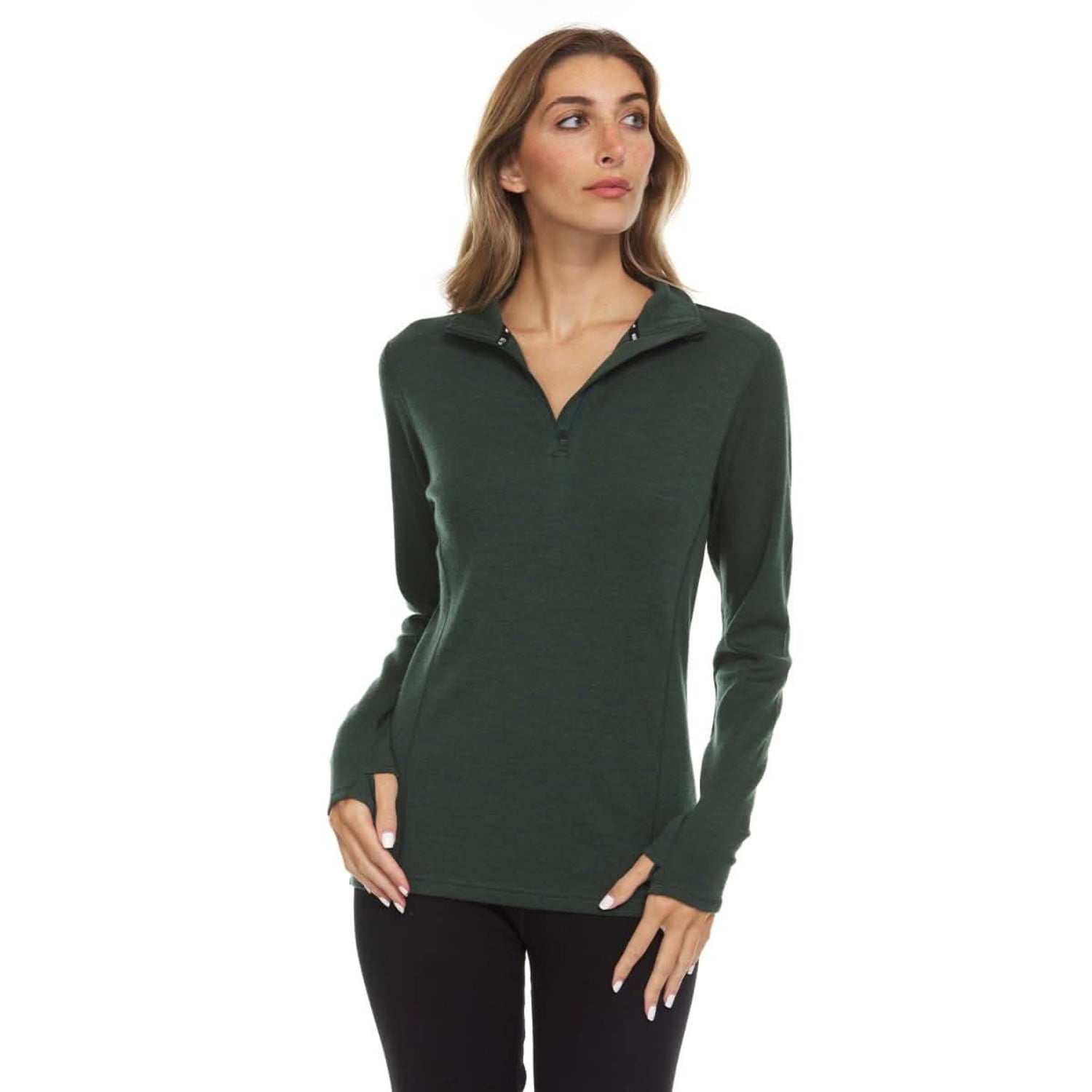 Minus33 Women's Merino Wool 1/4 Zip Midweight Base Layer (Black, Medium) hgpaf