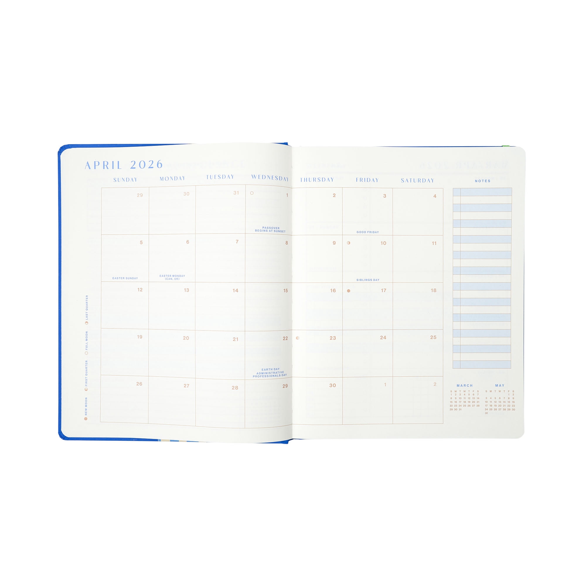 ThinkInk 15-Month Planner Weekly & Monthly Organizer Blue Flower Vase Design (8 in x 10 in) kg3qq