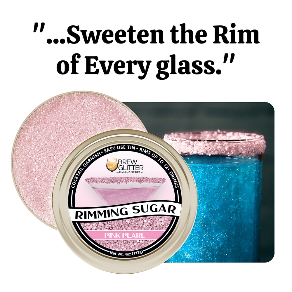Brew Glitter Pink Pearl Cocktail Rimming Sugar for Drinks and Desserts (Pink, 4 oz) mtzba