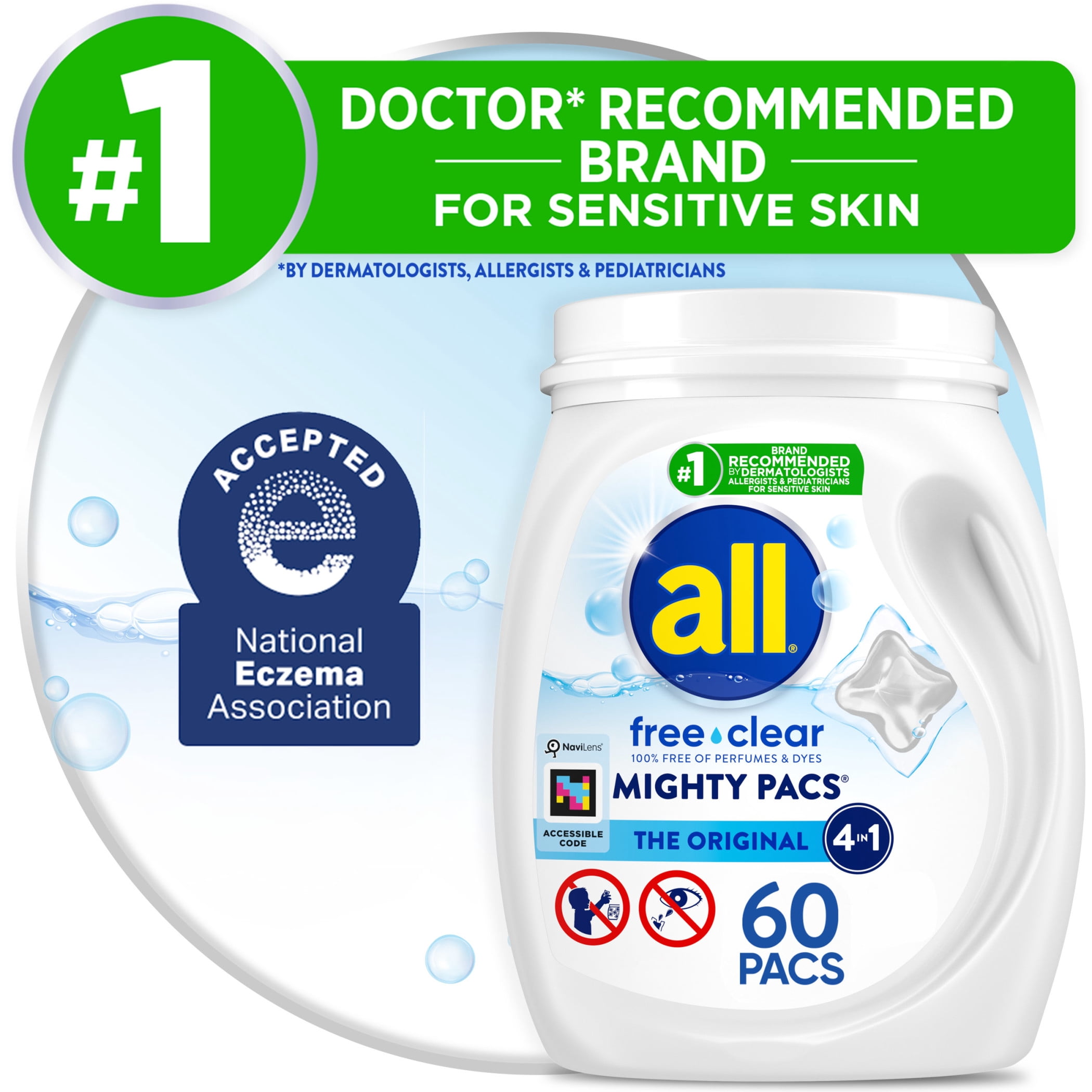 all Free Clear Mighty Pacs Laundry Detergent (Clear, 60 Count) nx7jr