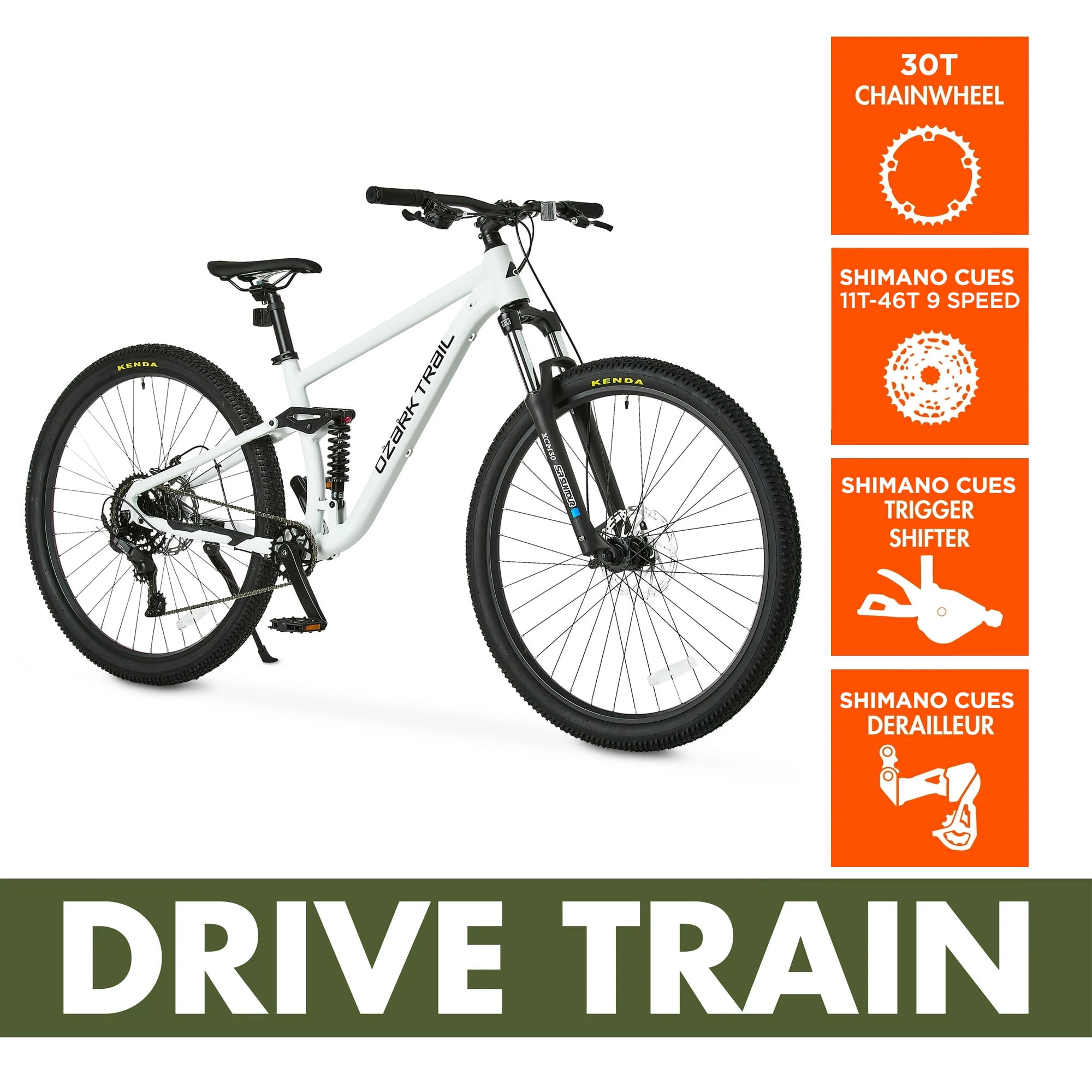 Ozark Trail 29 in FS.2 Slalom Full Suspension Mountain Bike (Off-White, Large Frame) f47h4