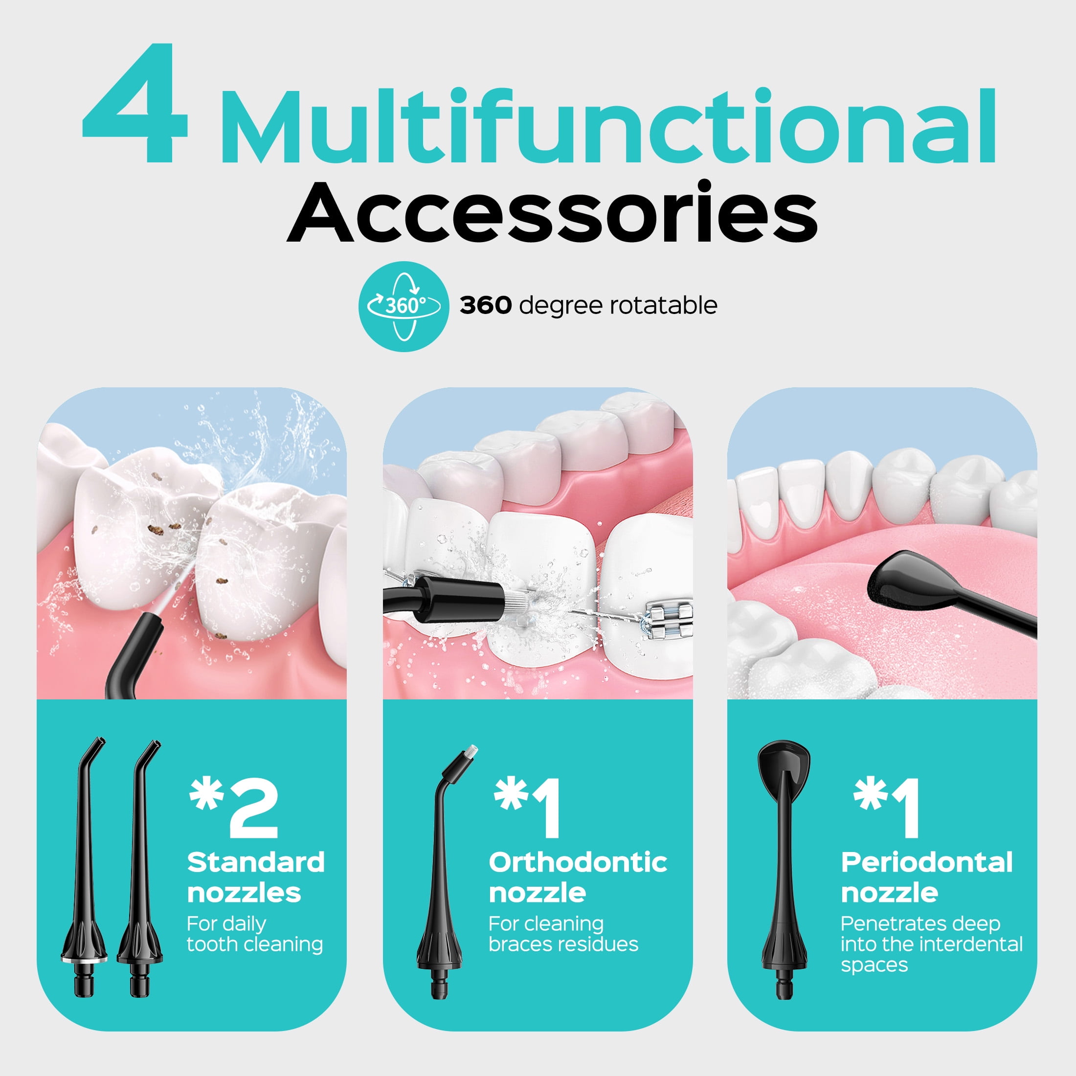 COSLUS CX50 Cordless Water Dental Flosser, Professional Oral Irrigator with 4 Modes and 5 Intensities (Black, 9.13 fl oz) 5g10z