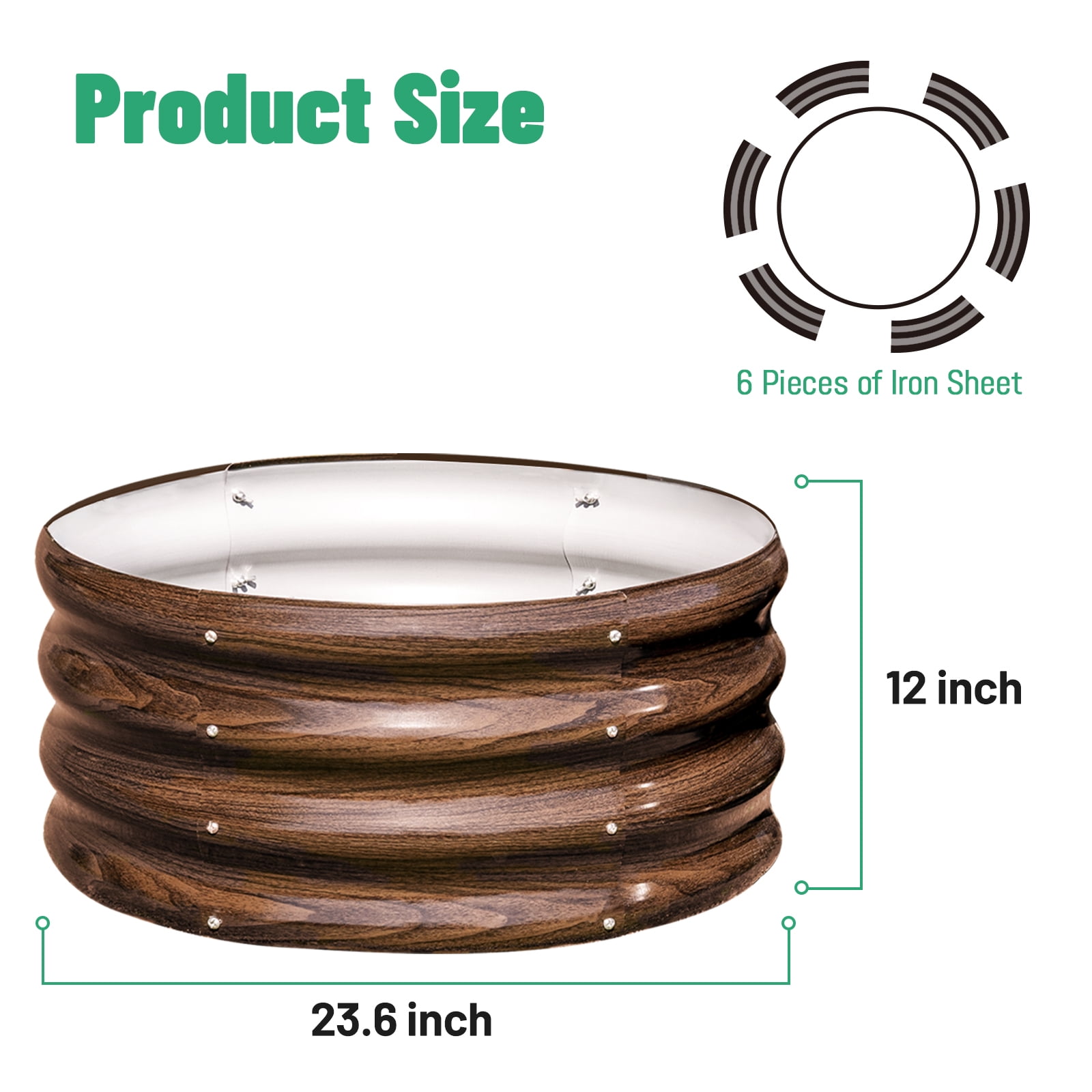 SnugNiture Galvanized Raised Garden Bed Kit, Heavy-Duty Steel Planter for Vegetables and Flowers (Brown, 2ft x 2ft x 1ft, 2 Pack) y3oh2