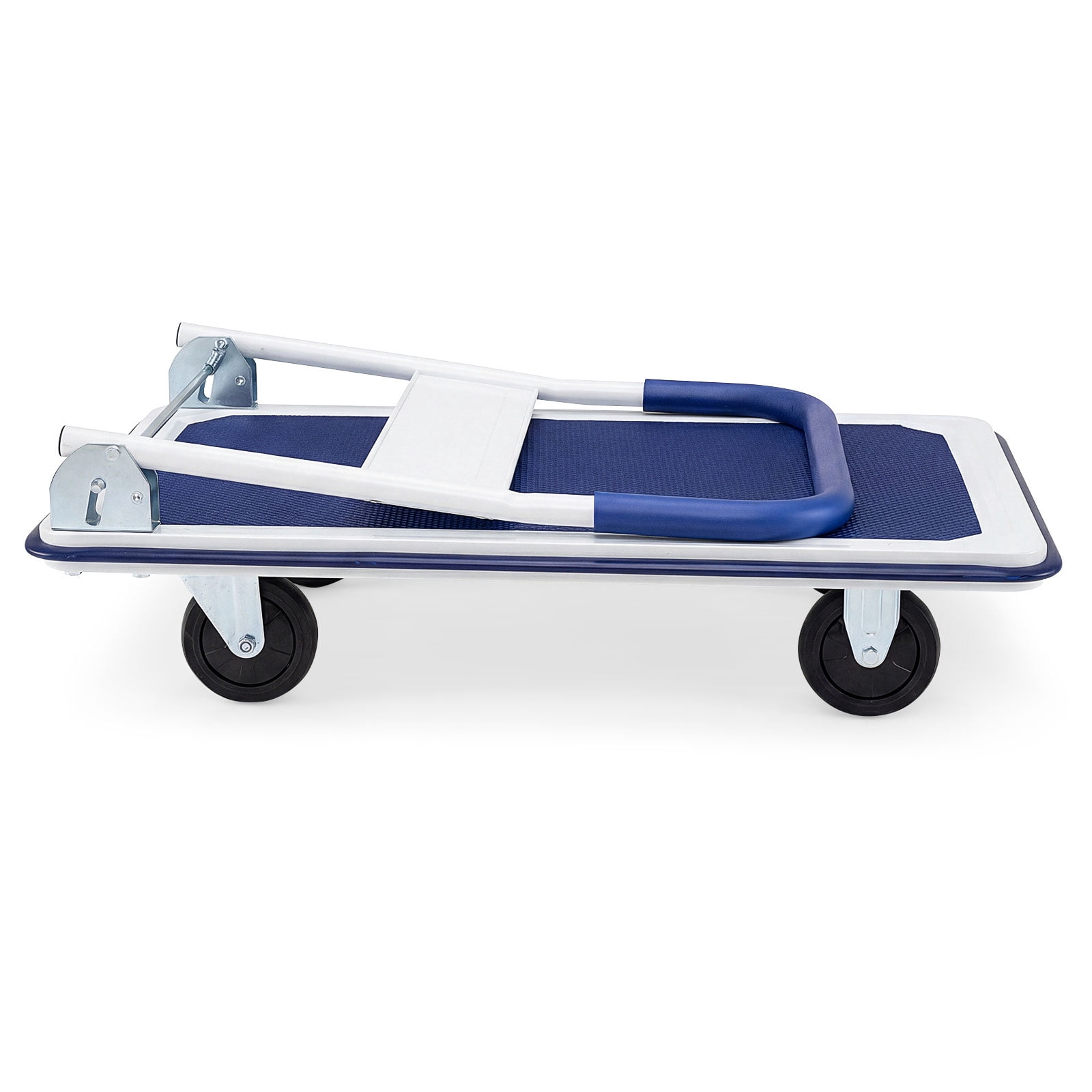 Costway Heavy-Duty Platform Cart Dolly with Folding Handle (Blue, 660 lb) 7f1bs