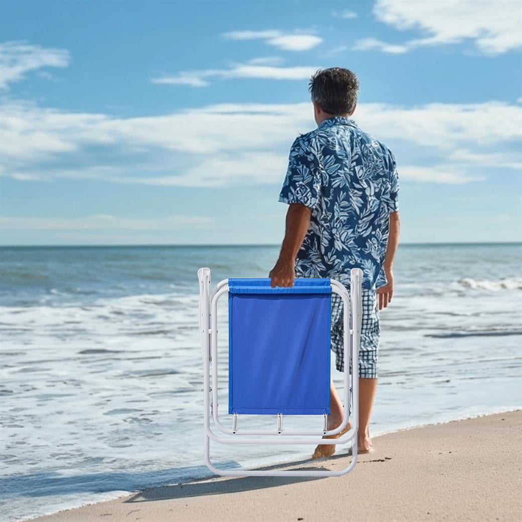 EDOEMSE Folding Beach Chair with Detachable Umbrella (Blue, 265 lb Capacity) 22nk5