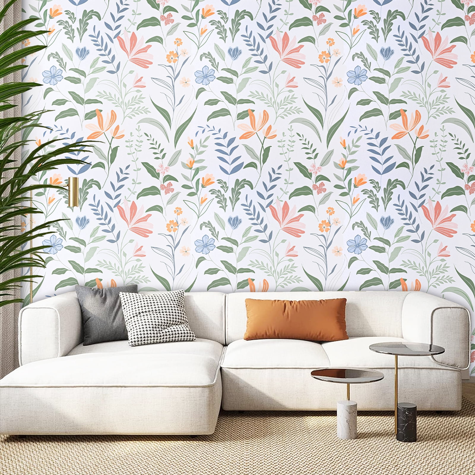 DAZLUTE Peel and Stick Adhesive Wallpaper, Removable Floral Contact Paper for Furniture and Walls (Green, 17.72 in x 118 in) 0dqo0