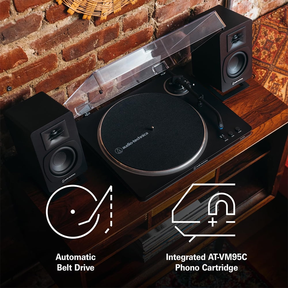 Audio-Technica AT-LP70X-BG Fully Automatic Belt-Drive Turntable Bundle with Record Care and Cleaning Kit (Black/Silver) eiyt8