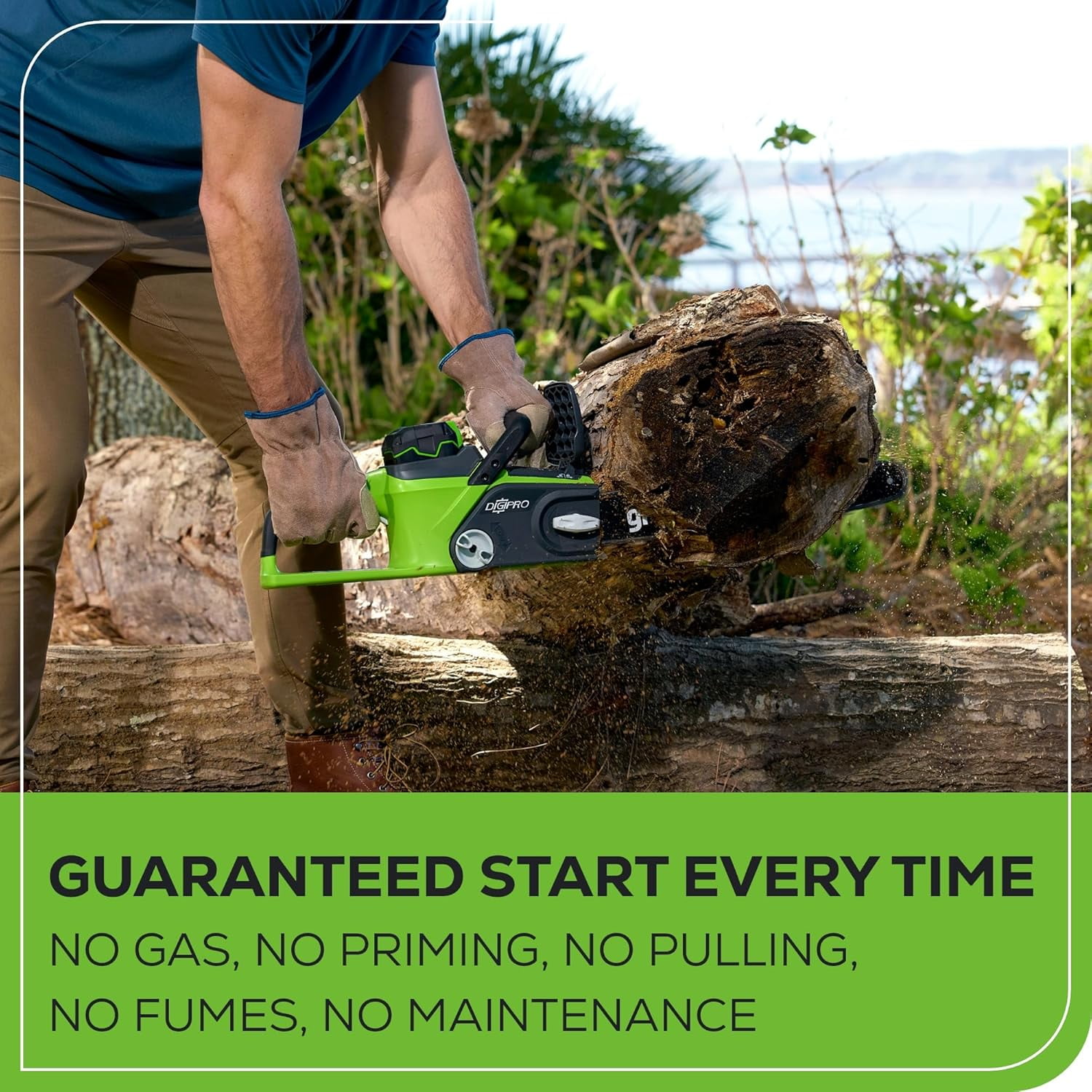 Greenworks 40V 16-inch Cordless Brushless Chainsaw with 4Ah Battery and Charger (Green, 16 in) v2zds