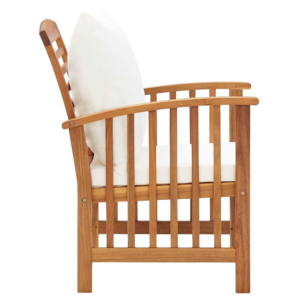 vidaXL Patio Chairs with Cushions (Solid Acacia Wood, Cream White, 2-Piece Set) xhhbb