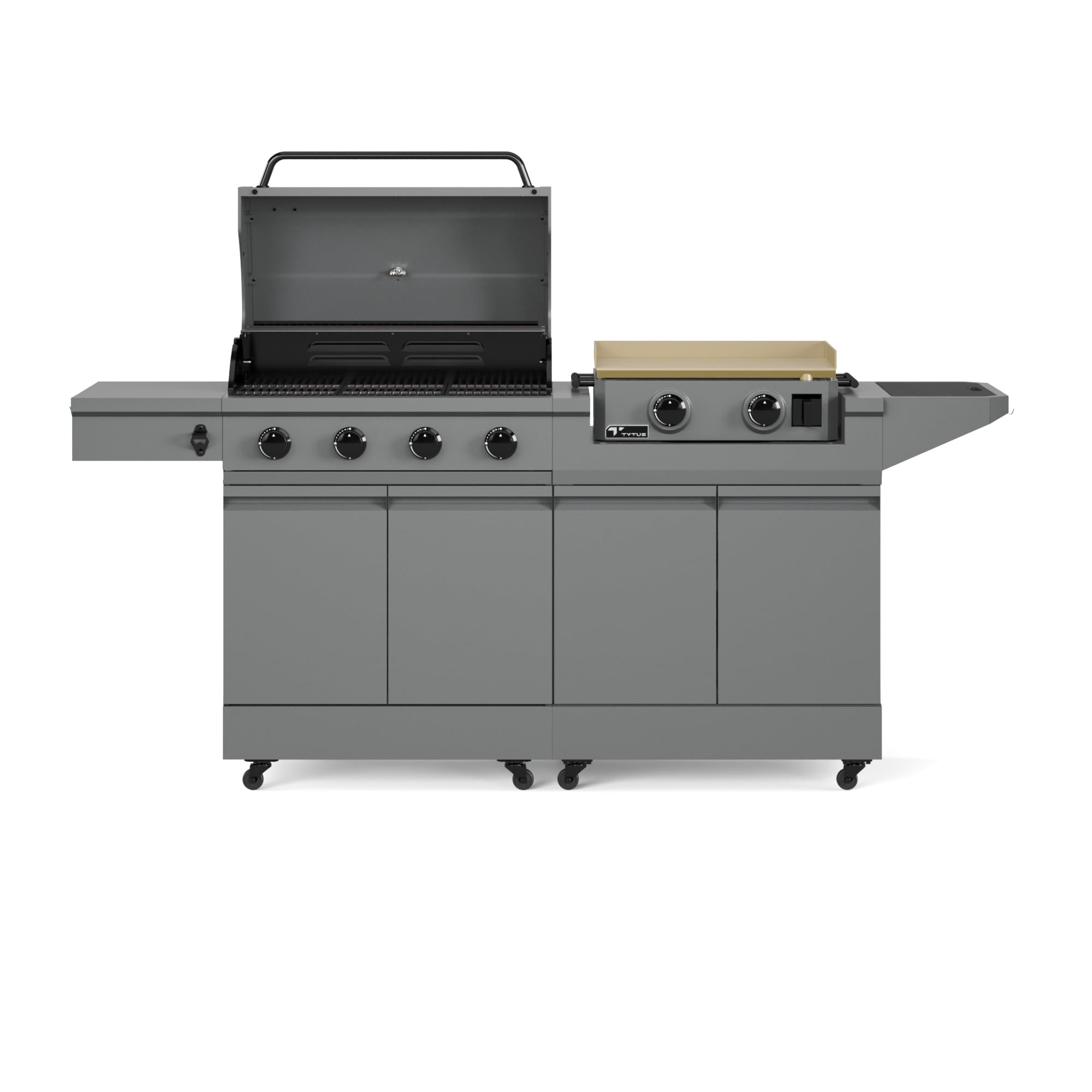 TYTUS Modular Duo 4-Burner Gas Grill and 2-Burner Gas Griddle Station with Light and Cover (Grey) so82u