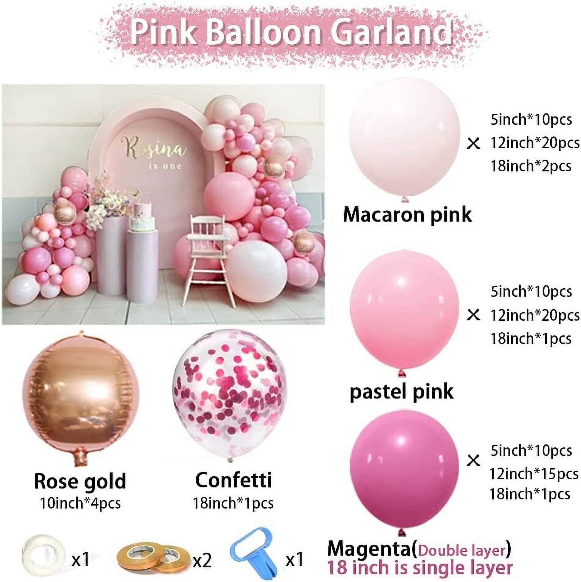 MMTX Pink Balloon Garland Arch Kit with Confetti and Rose Gold 4D Balloons for Party Decorations (86 Piece Set) en75q