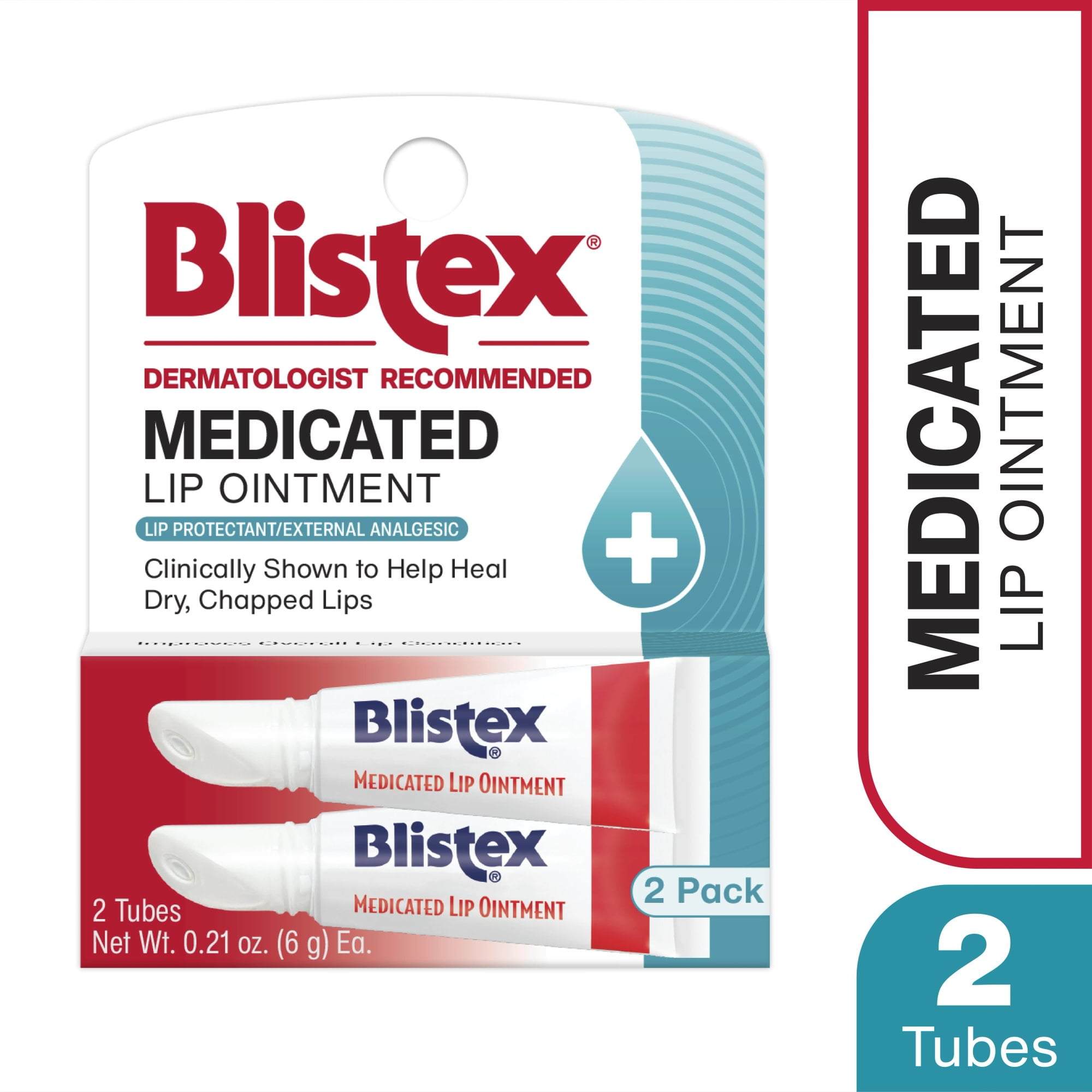Blistex Medicated Lip Ointment Advanced Moisture Treatment for Dry Chapped Lips (Clear, 0.42 oz, 2 Pack) 33psv